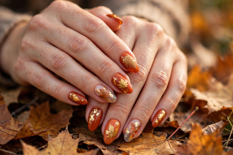 17 Fall Leaf Nail Designs for a Cozy Autumn Look