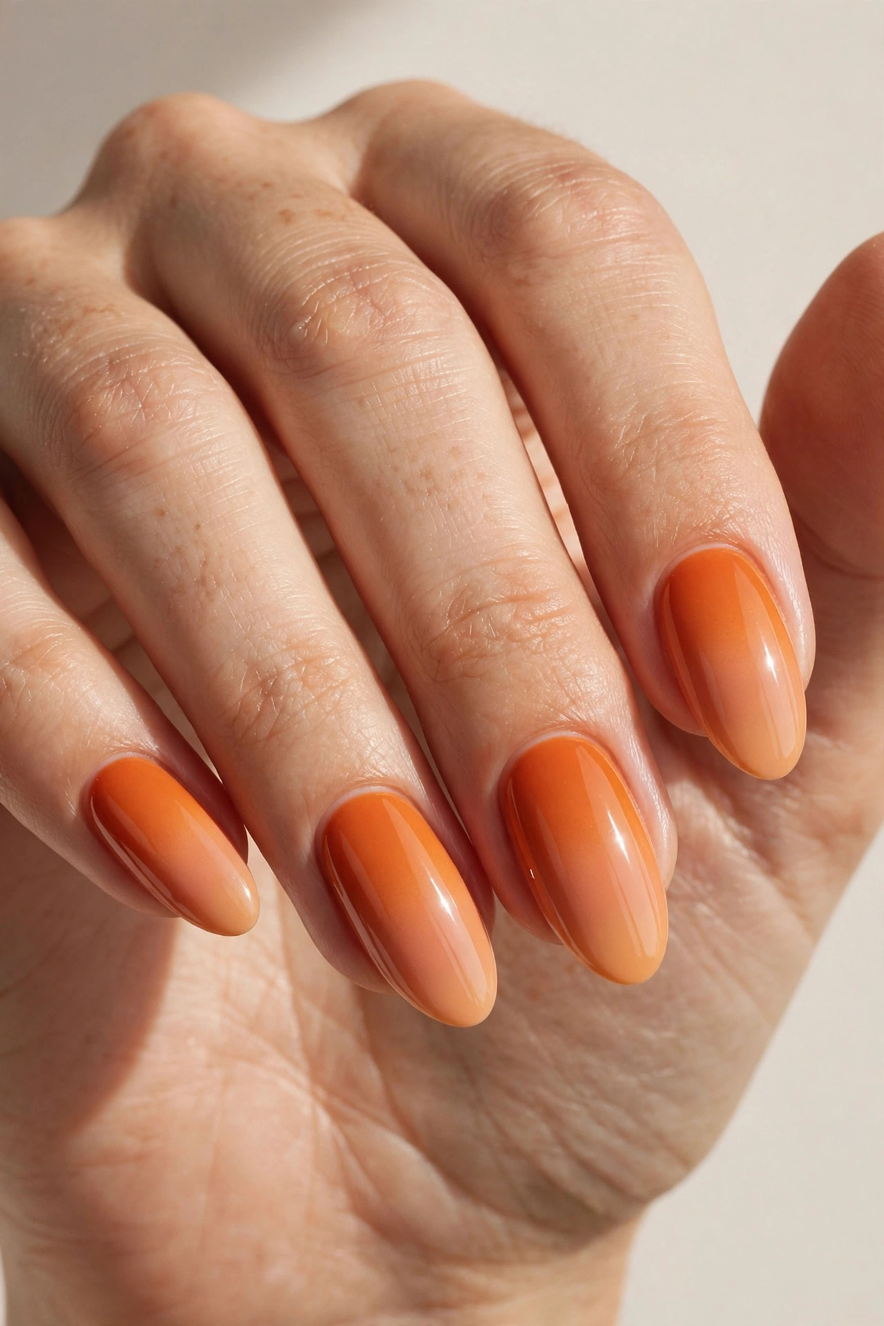 Warm pumpkin spice ombre gradient fall nails