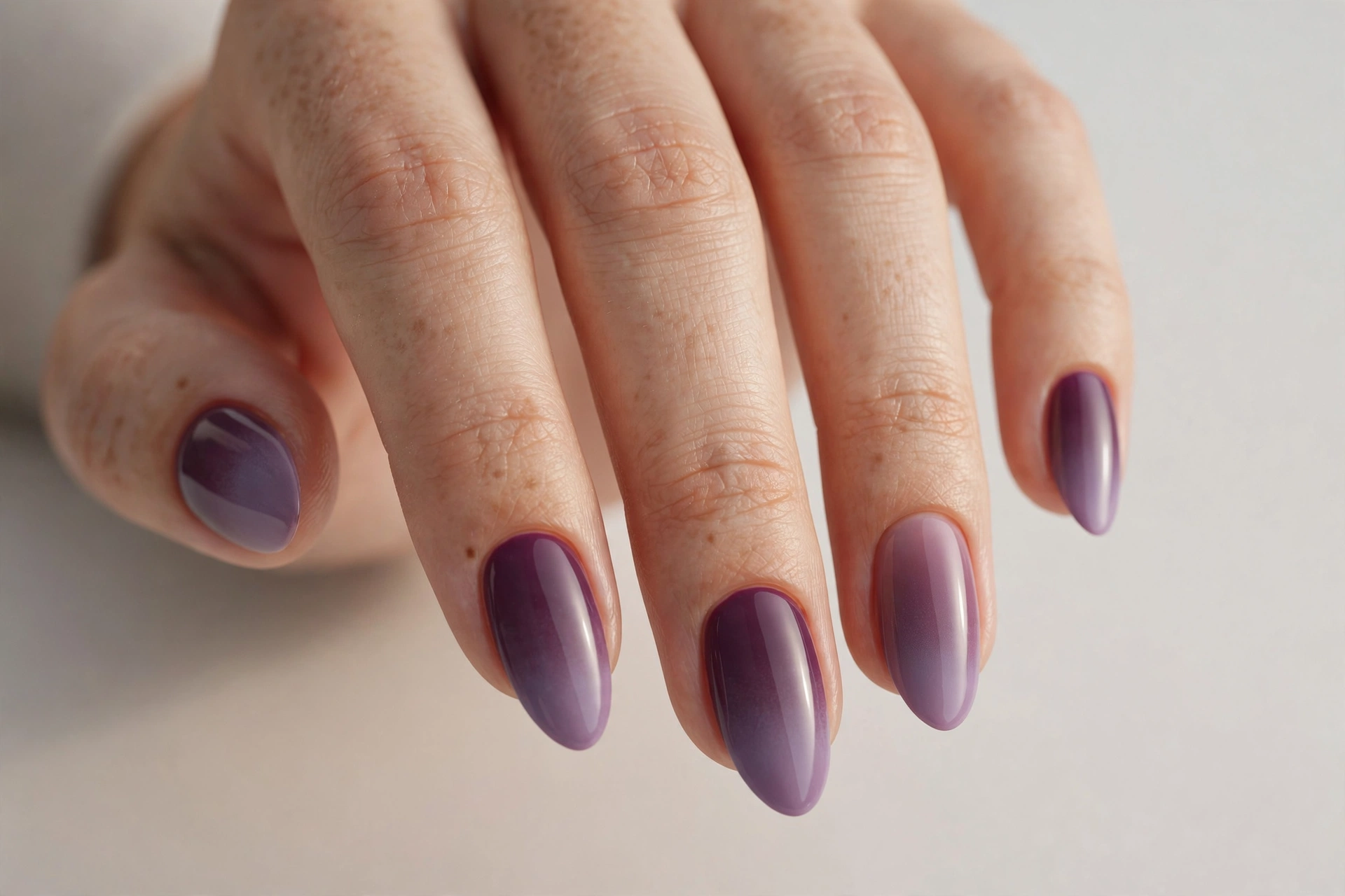 Plum to lavender twilight ombre nails