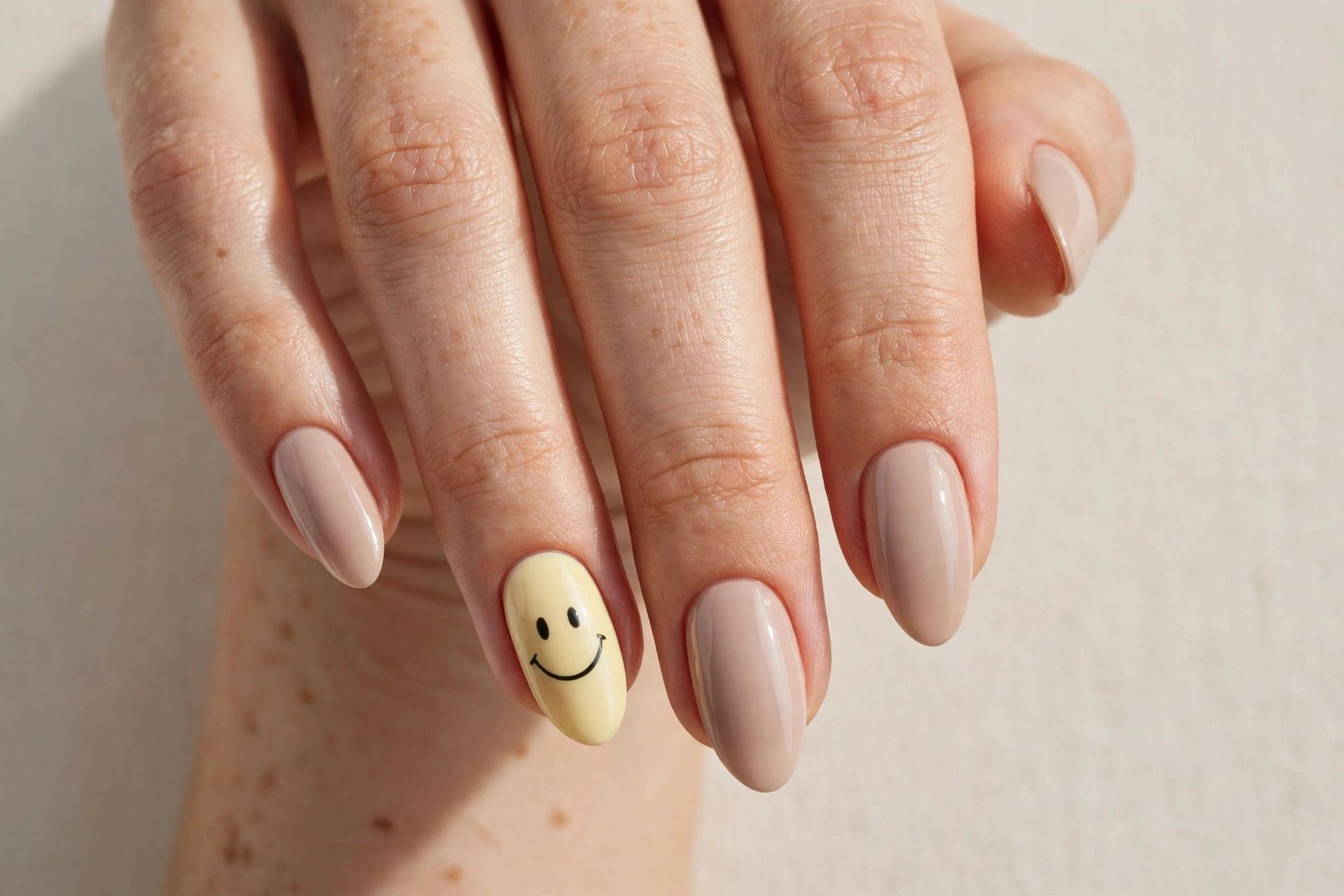 Smiley face accent fun nail design