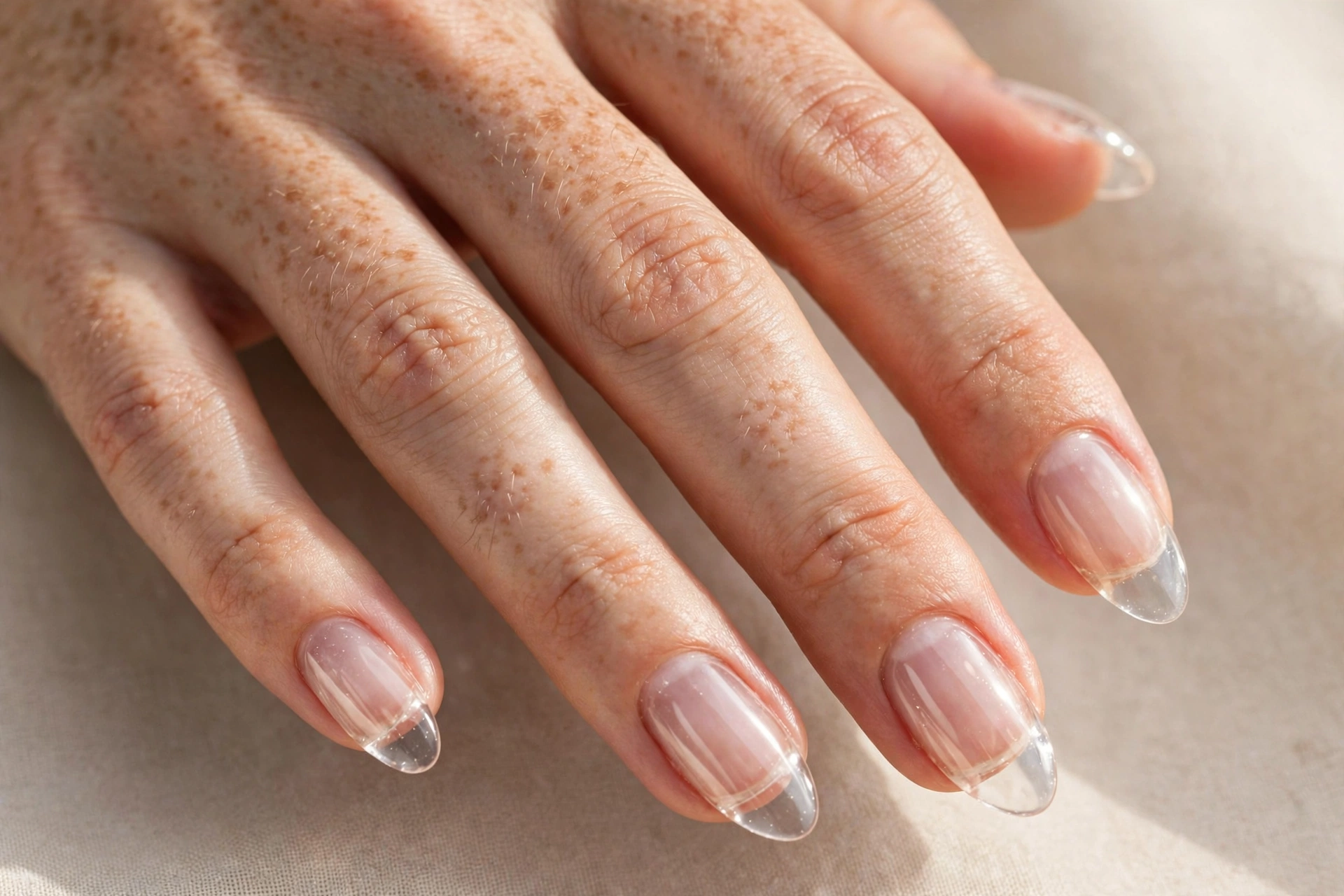 Classic clear jelly nails: fully transparent glossy jelly nail design