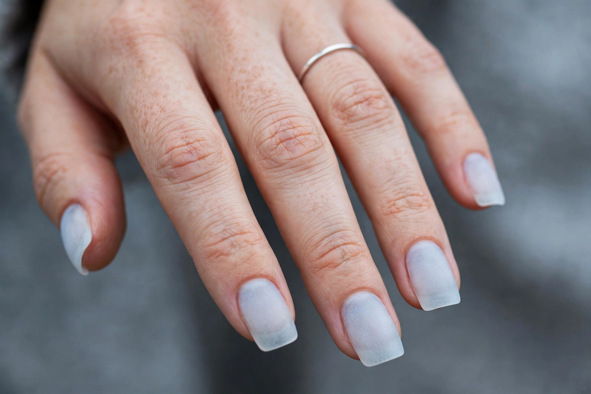 Frosted glass nails: semi-transparent matte frosted ice-glass nail finish
