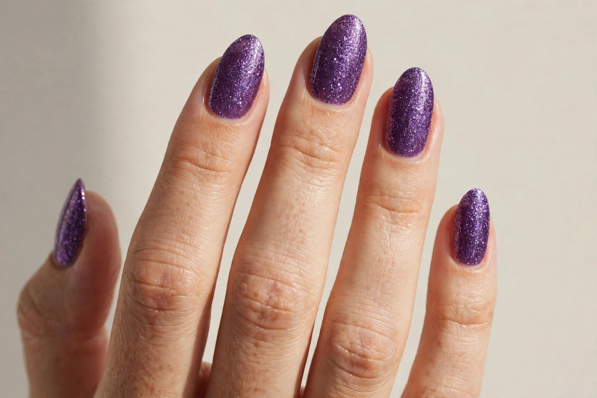 Amethyst purple glitter nails