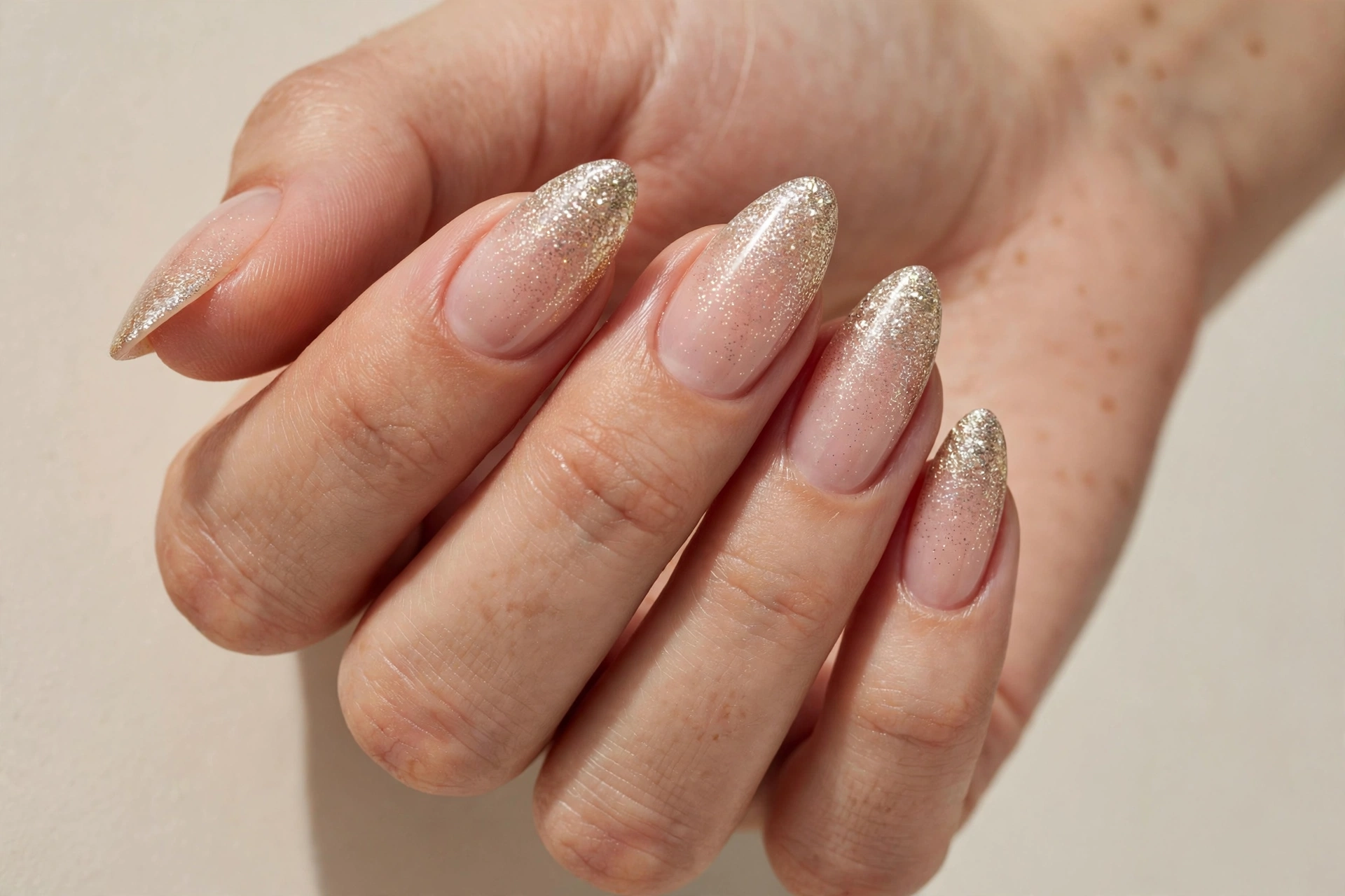 Glitter fade French gradient nails