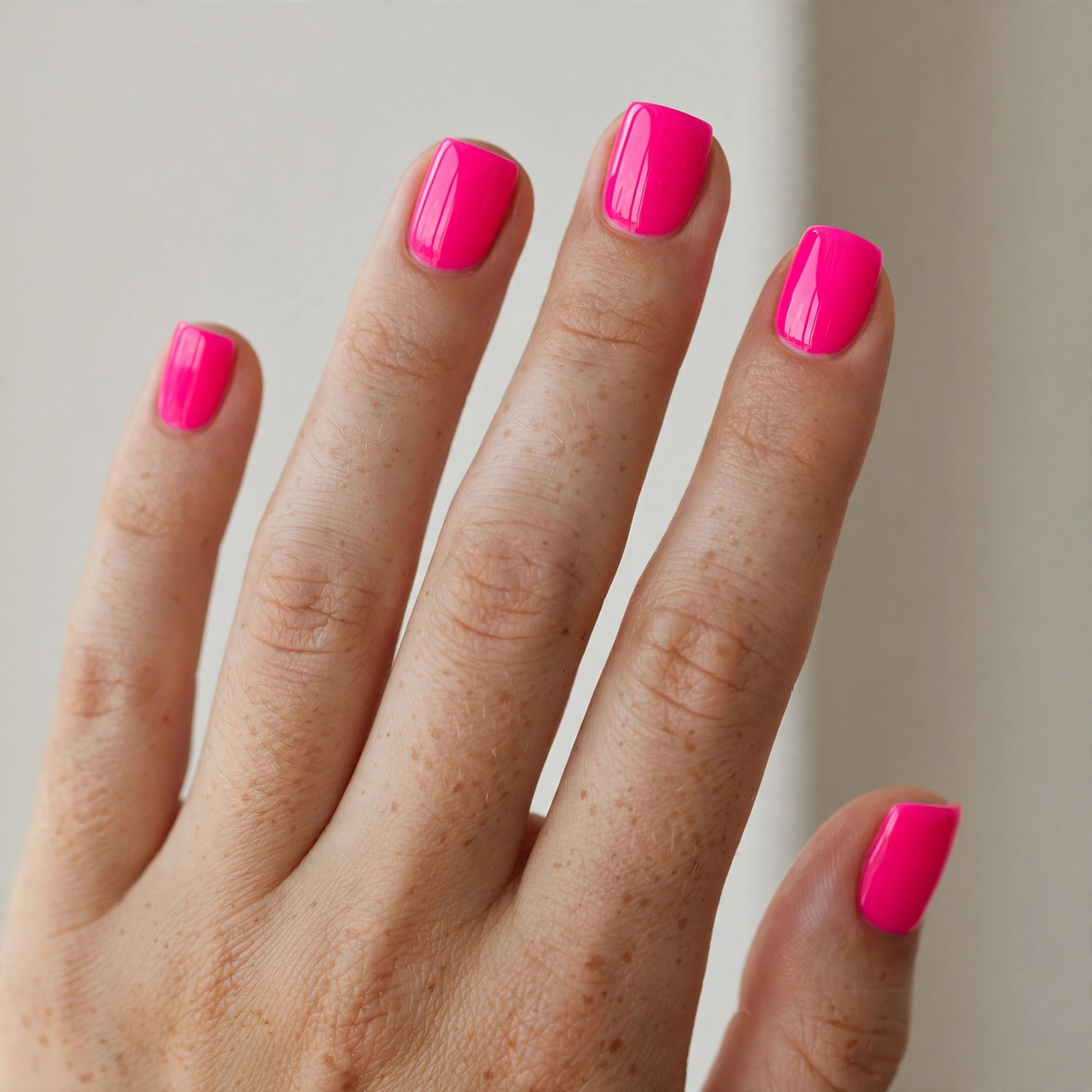 Bright electric neon pink manicure