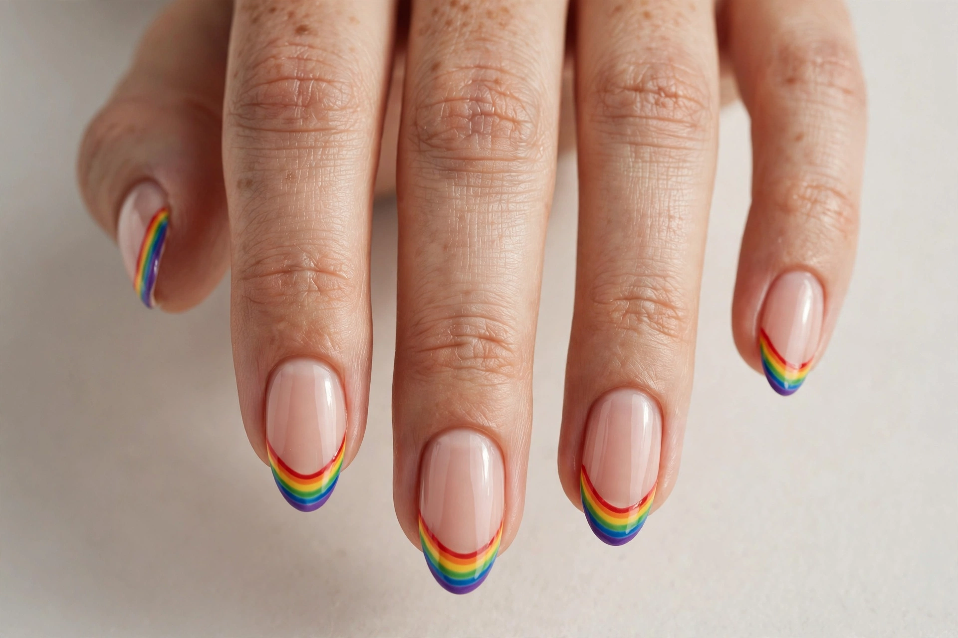 Rainbow arc tips kiddie nail design
