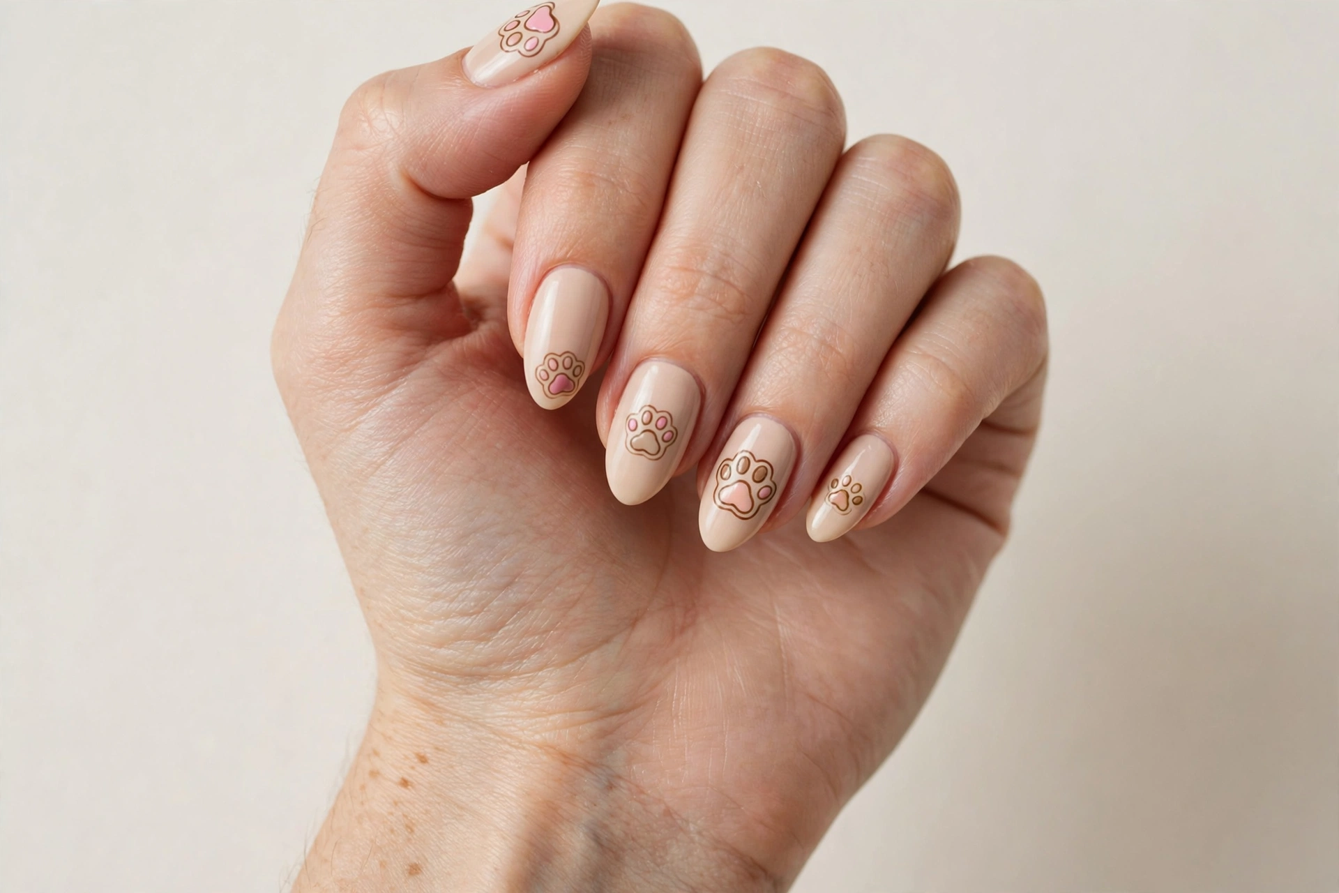 Animal paw print kiddie nail design
