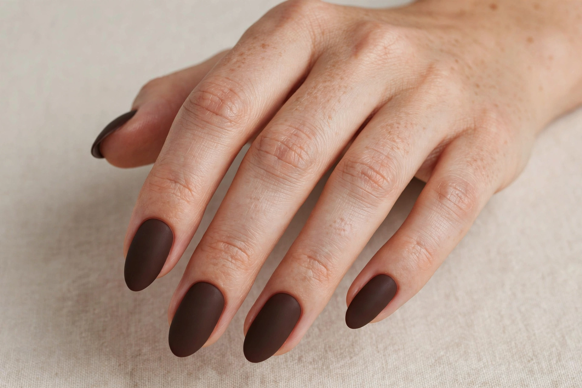 Matte burgundy nails with gold foil accent nail