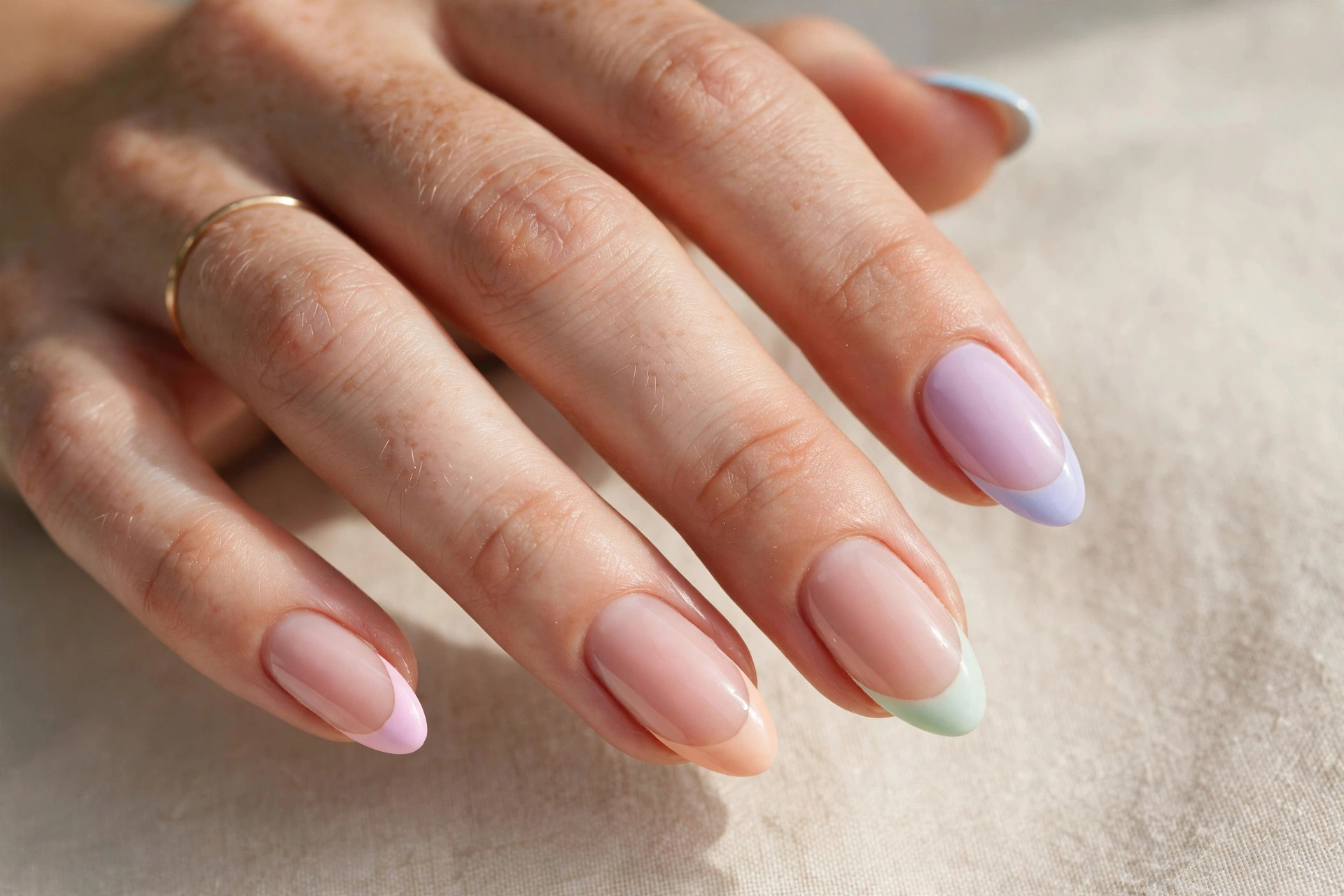 Pastel french tip cute nail manicure