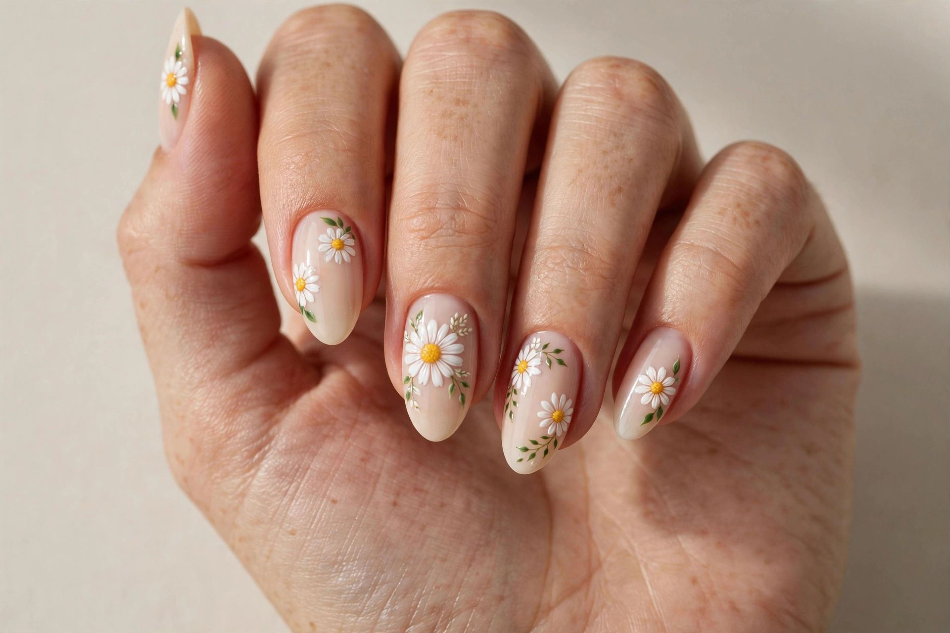 Daisy flower cute nail art
