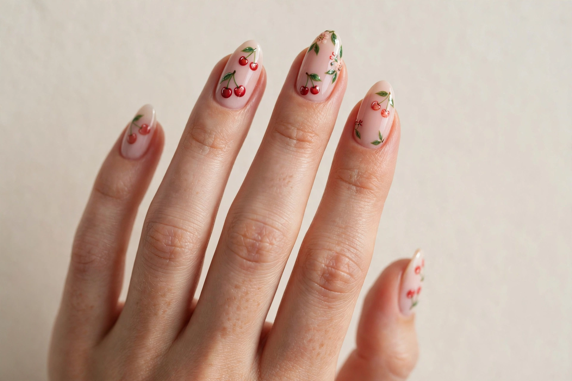 Cherry cute nail art