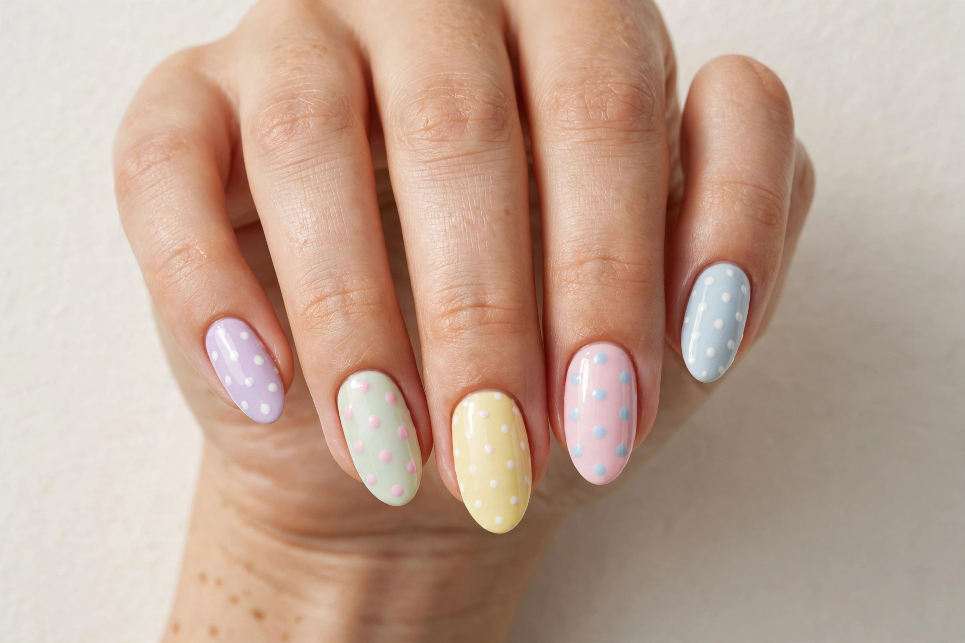 Pastel polka dot cute nails