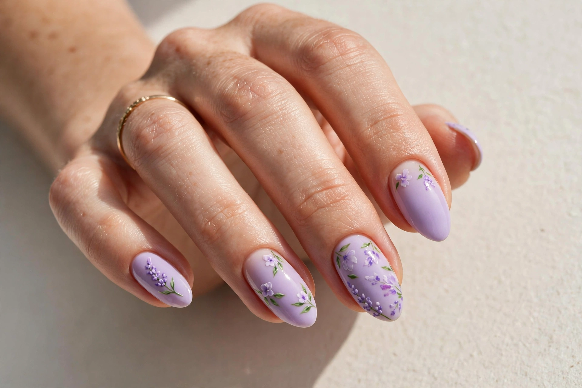 Lavender flower cute nails