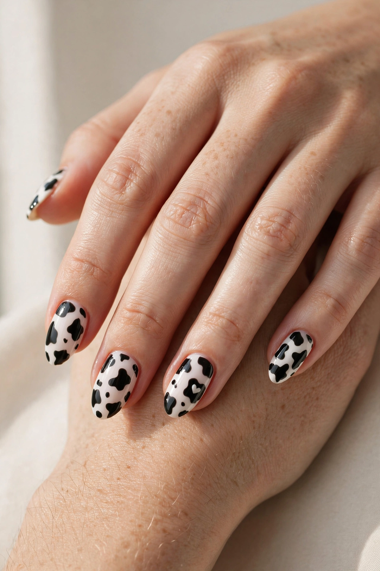 Cow print cute nails