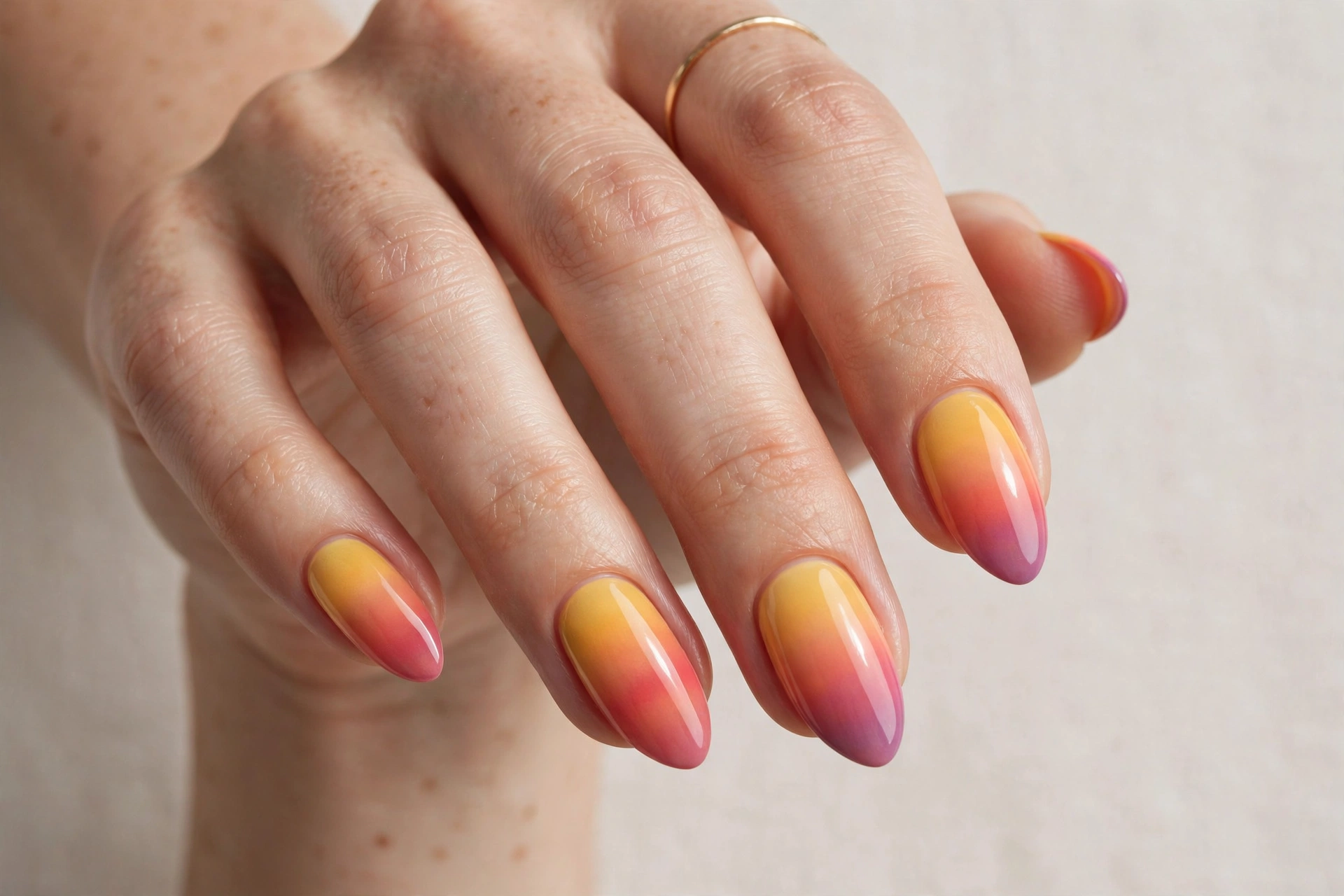 Sunset gradient cute nails