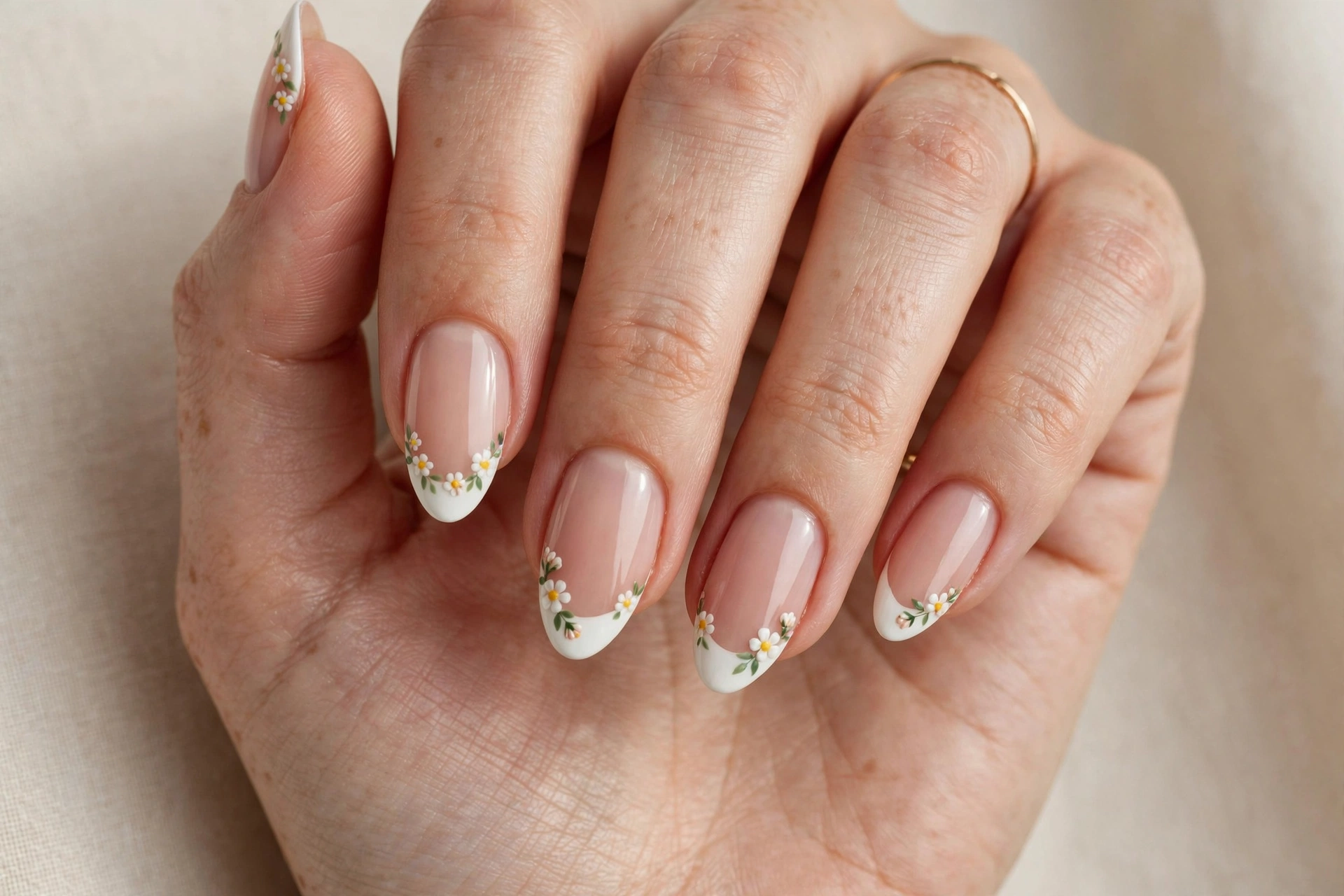 Mini flower french tip cute nails