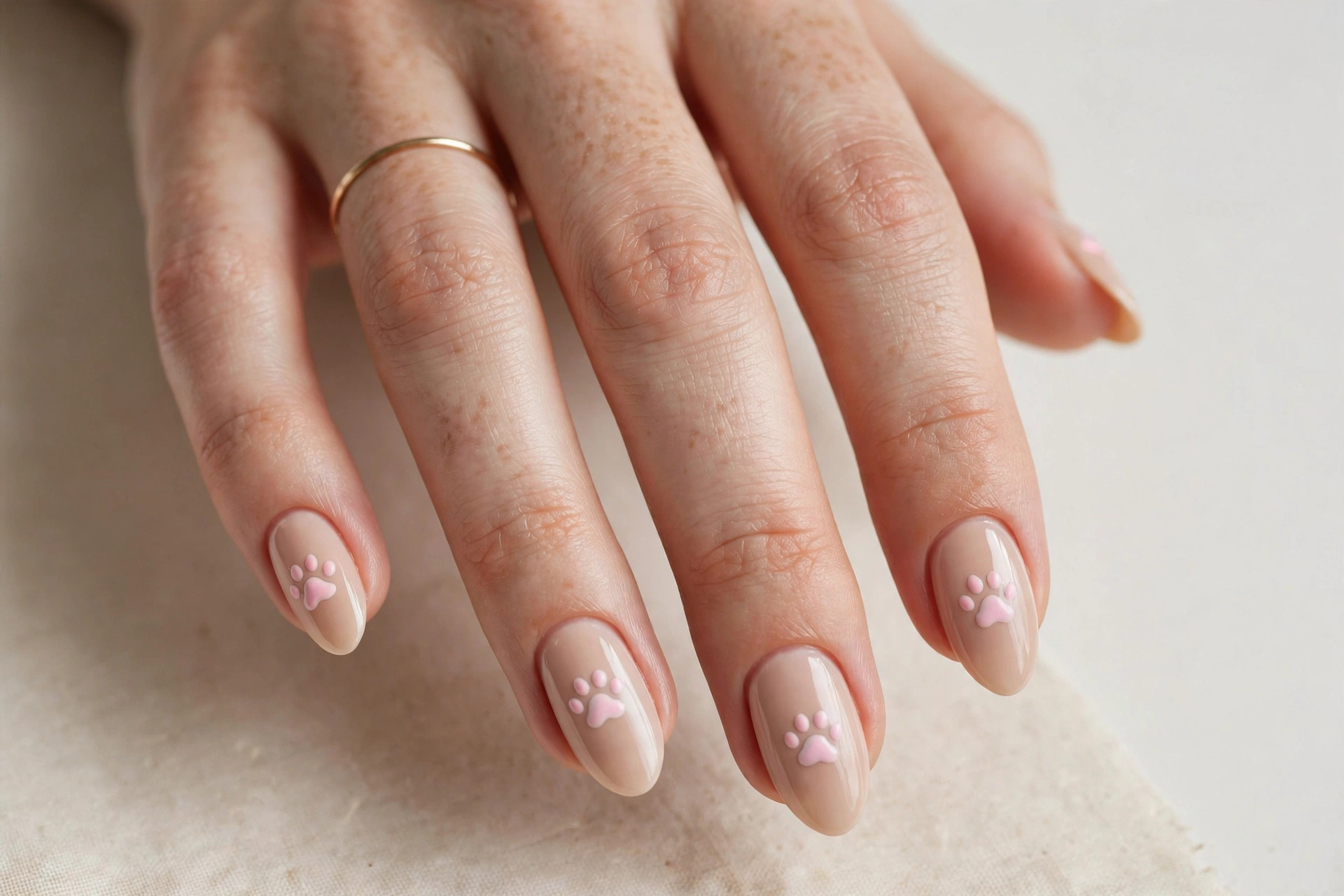 Cat paw print cute nails
