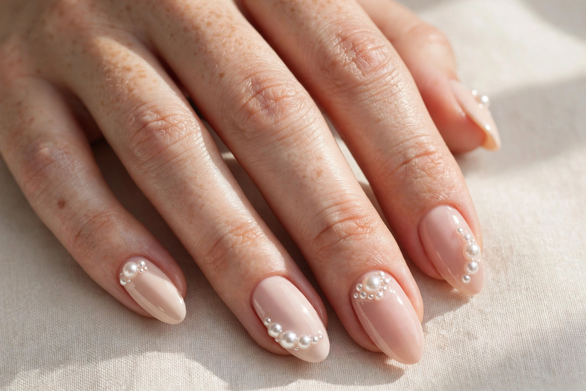 Pearl accent cute nails