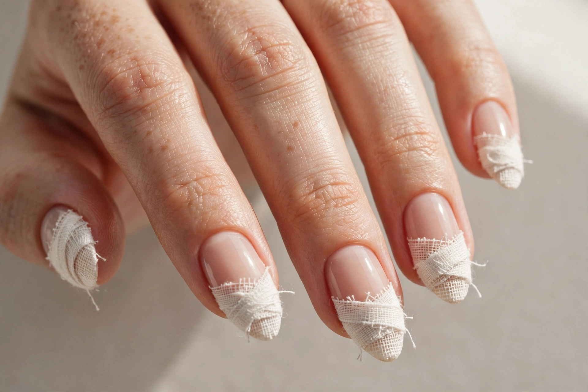 Mummy wrap French tip nail design