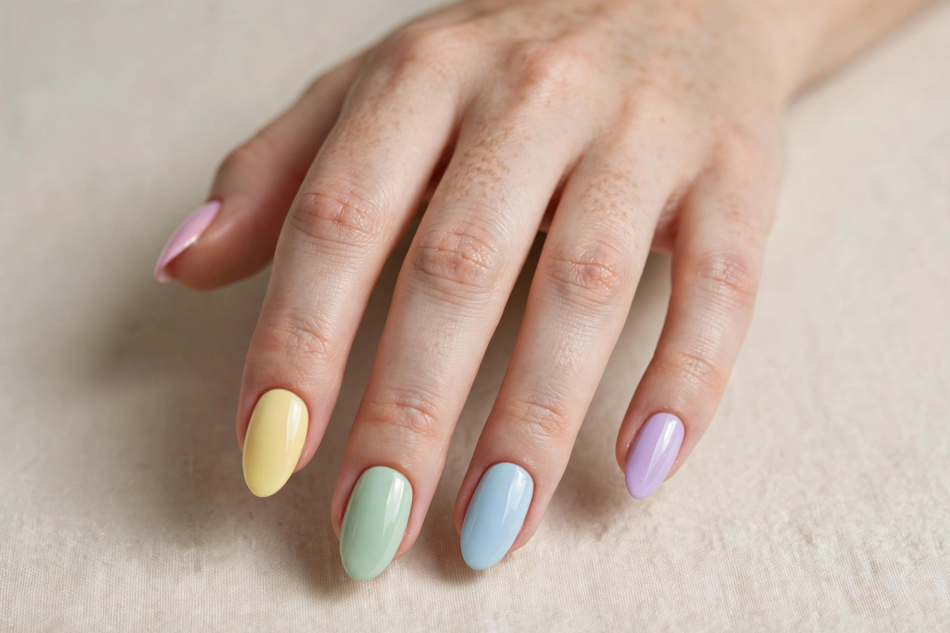 Gold glitter gradient fade nail art on almond-shaped nails
