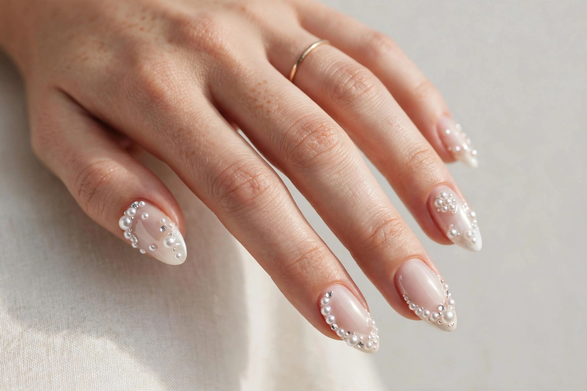 Abstract bold brush stroke nail art in vivid colors on almond nails