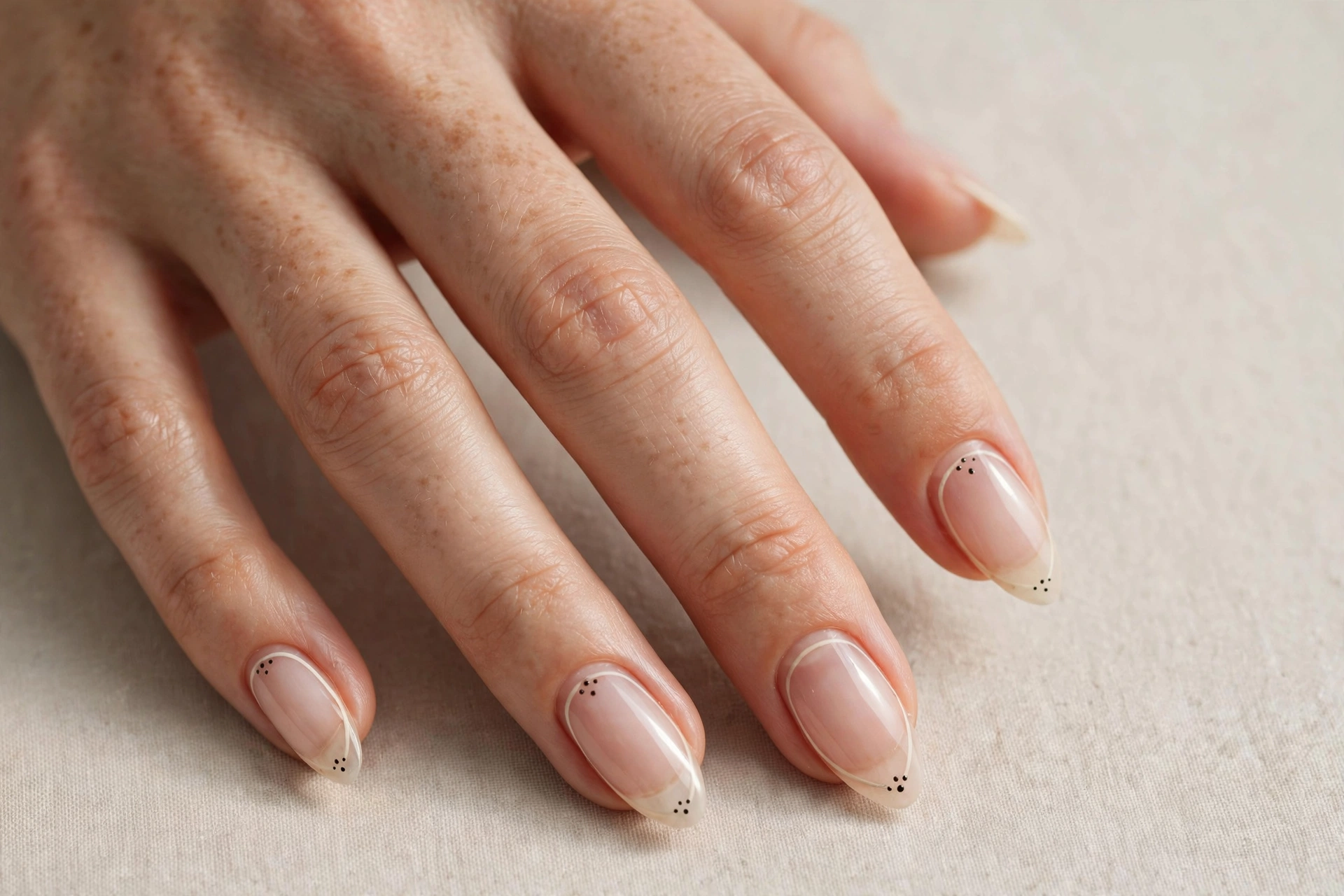 Elegant pearl embellished bridal nail art on almond-shaped nails