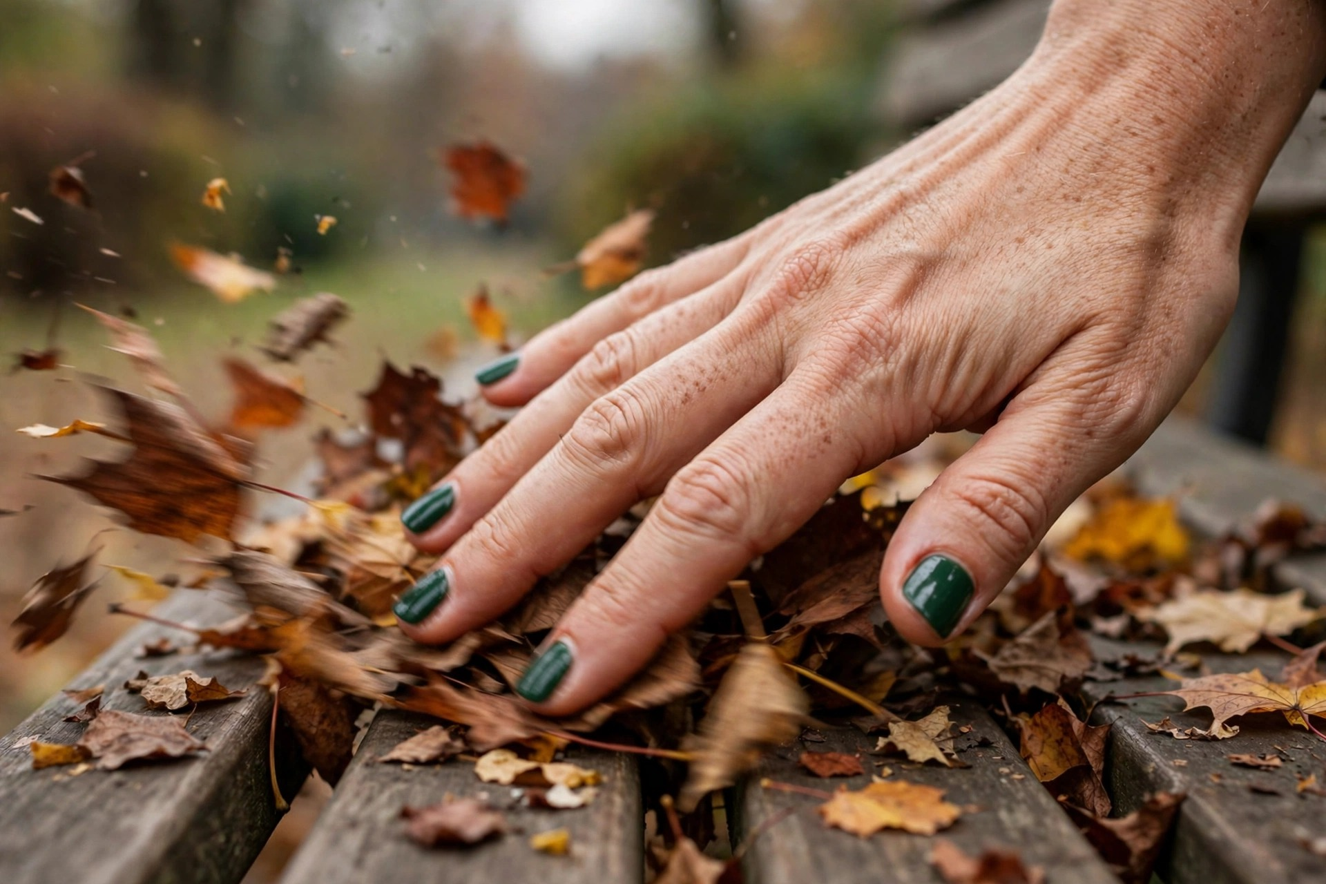 Deep forest green glossy nails on short square autumn nails