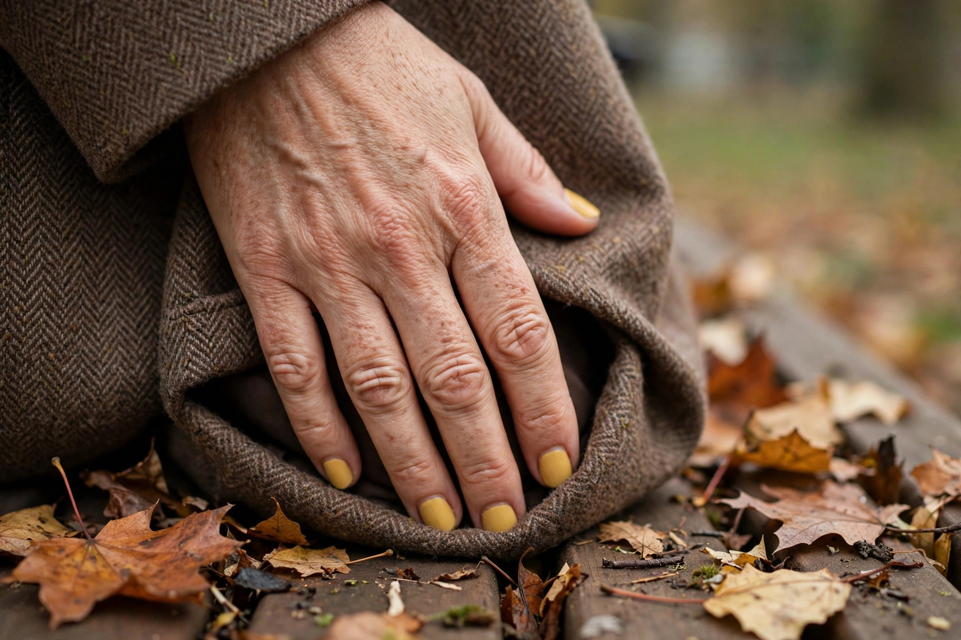 Warm mustard yellow creme nails on short oval autumn nails