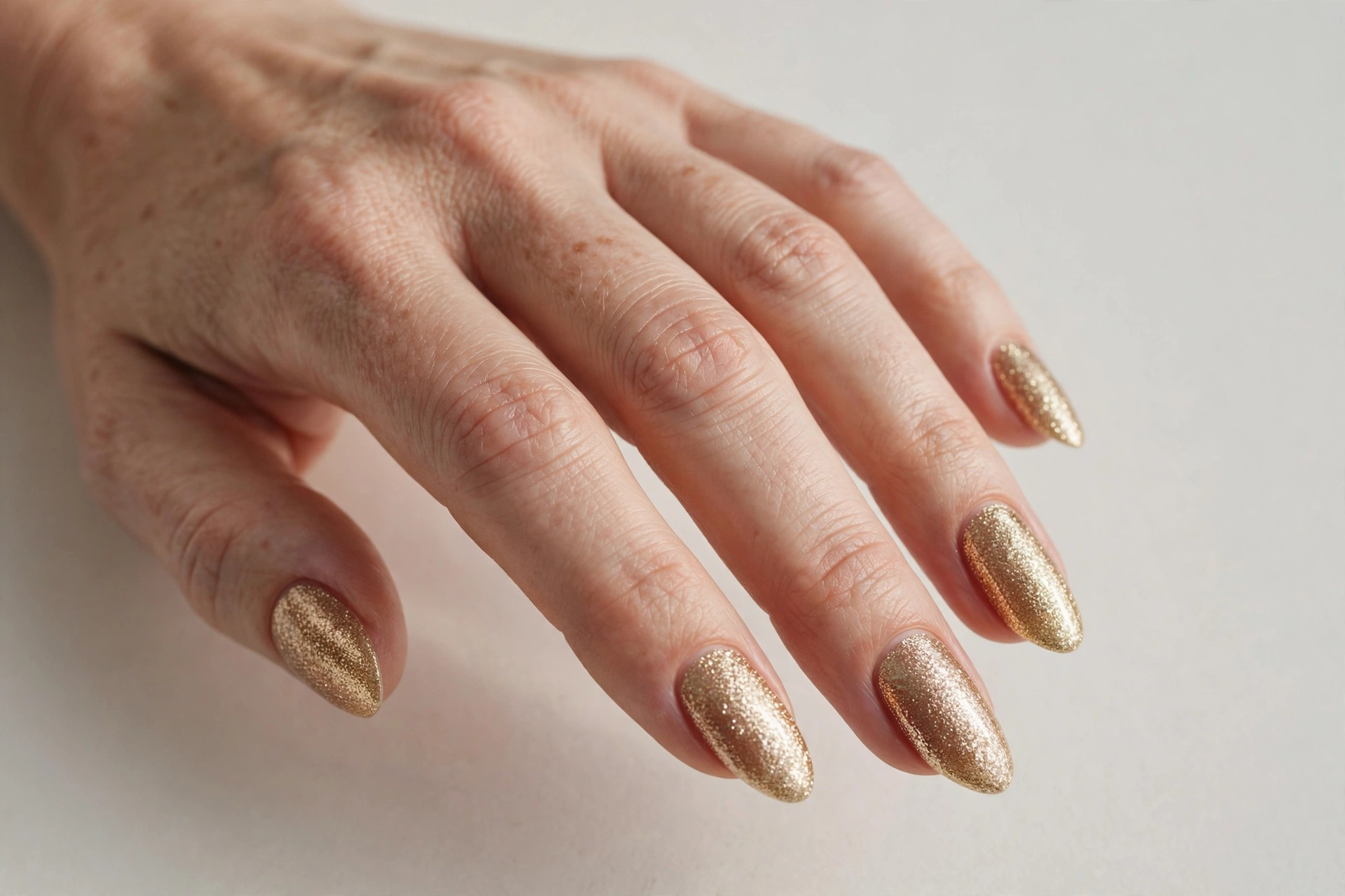 Champagne gold glitter Christmas nails