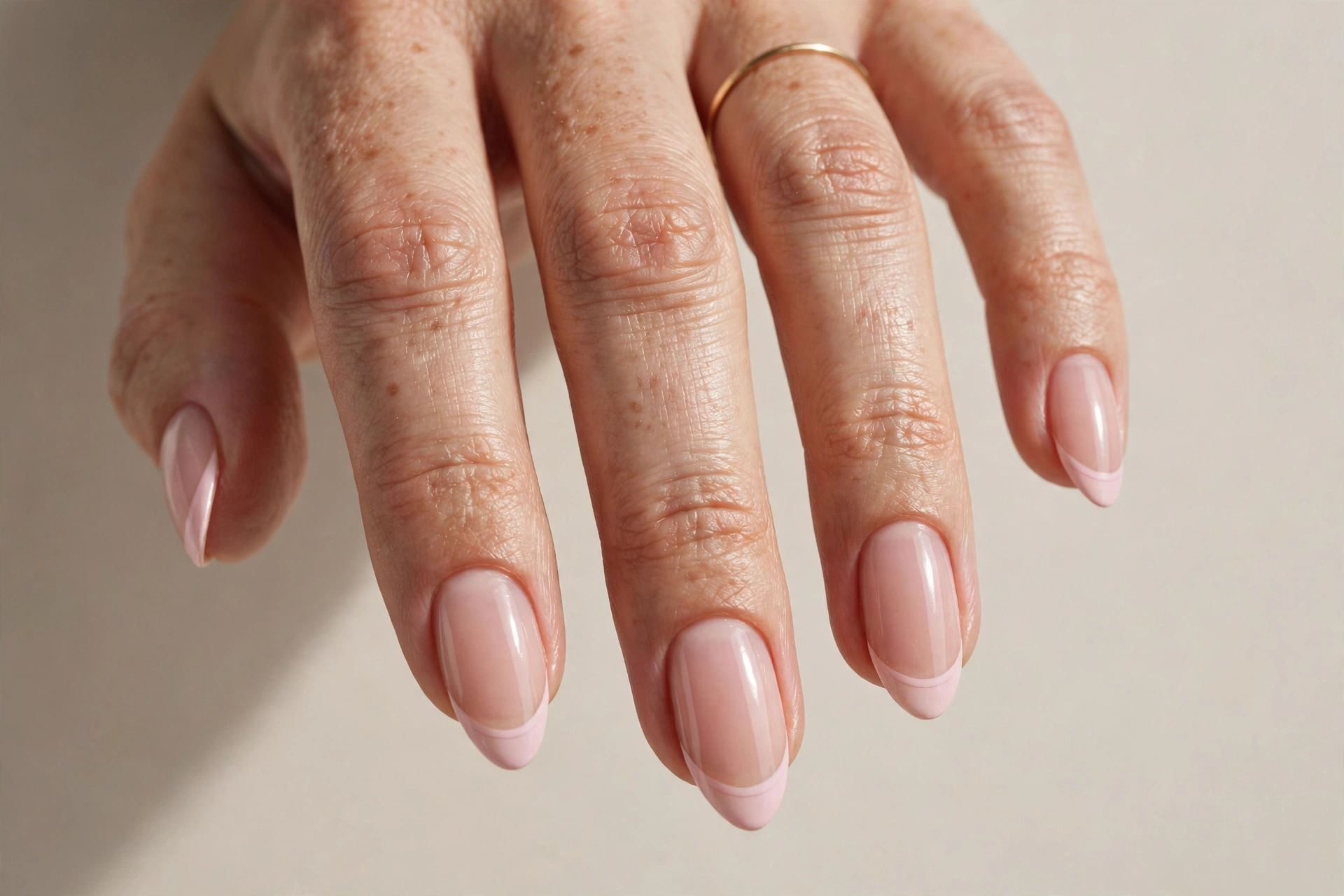 Soft pink french tip neutral nail design