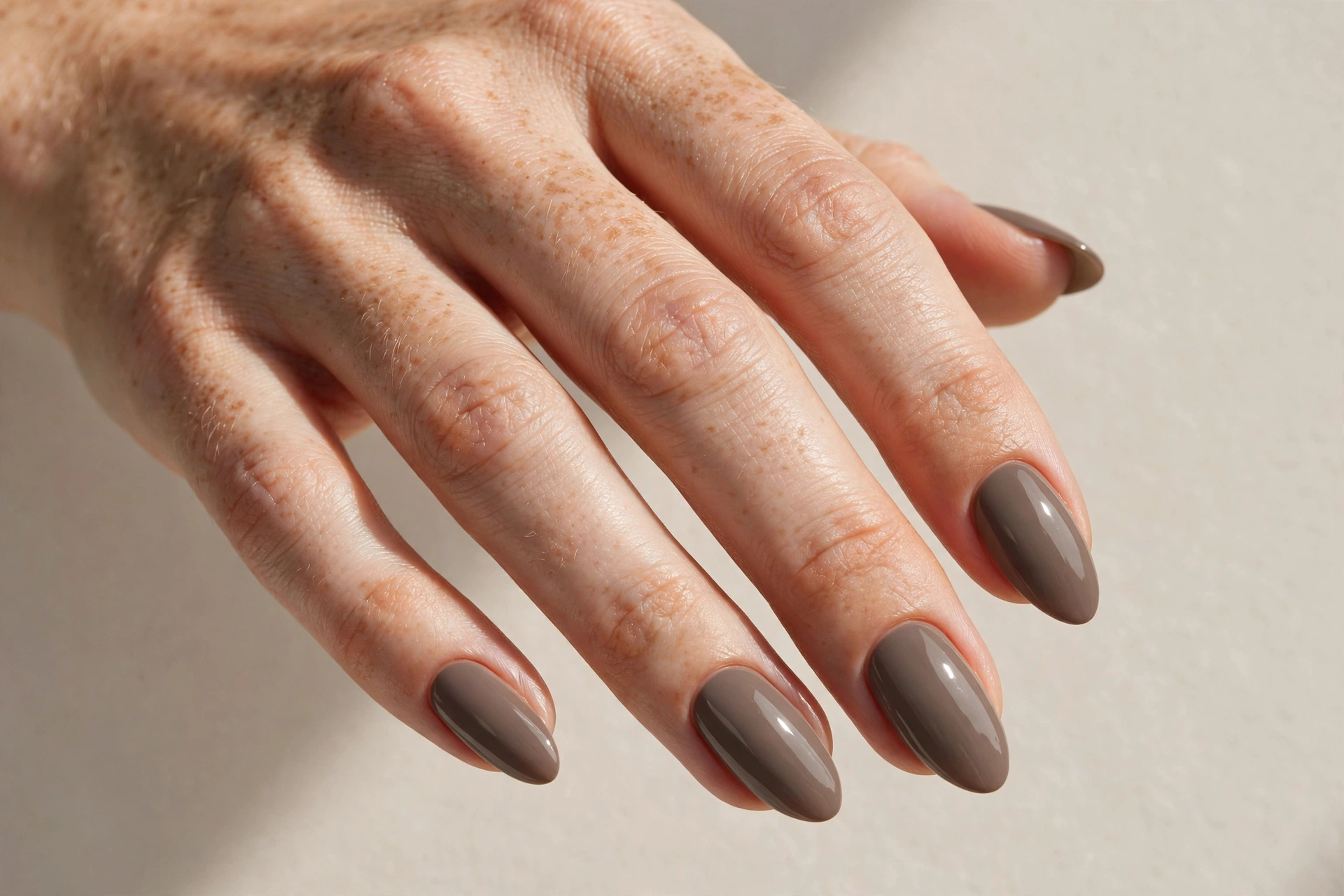 Warm taupe neutral nail design