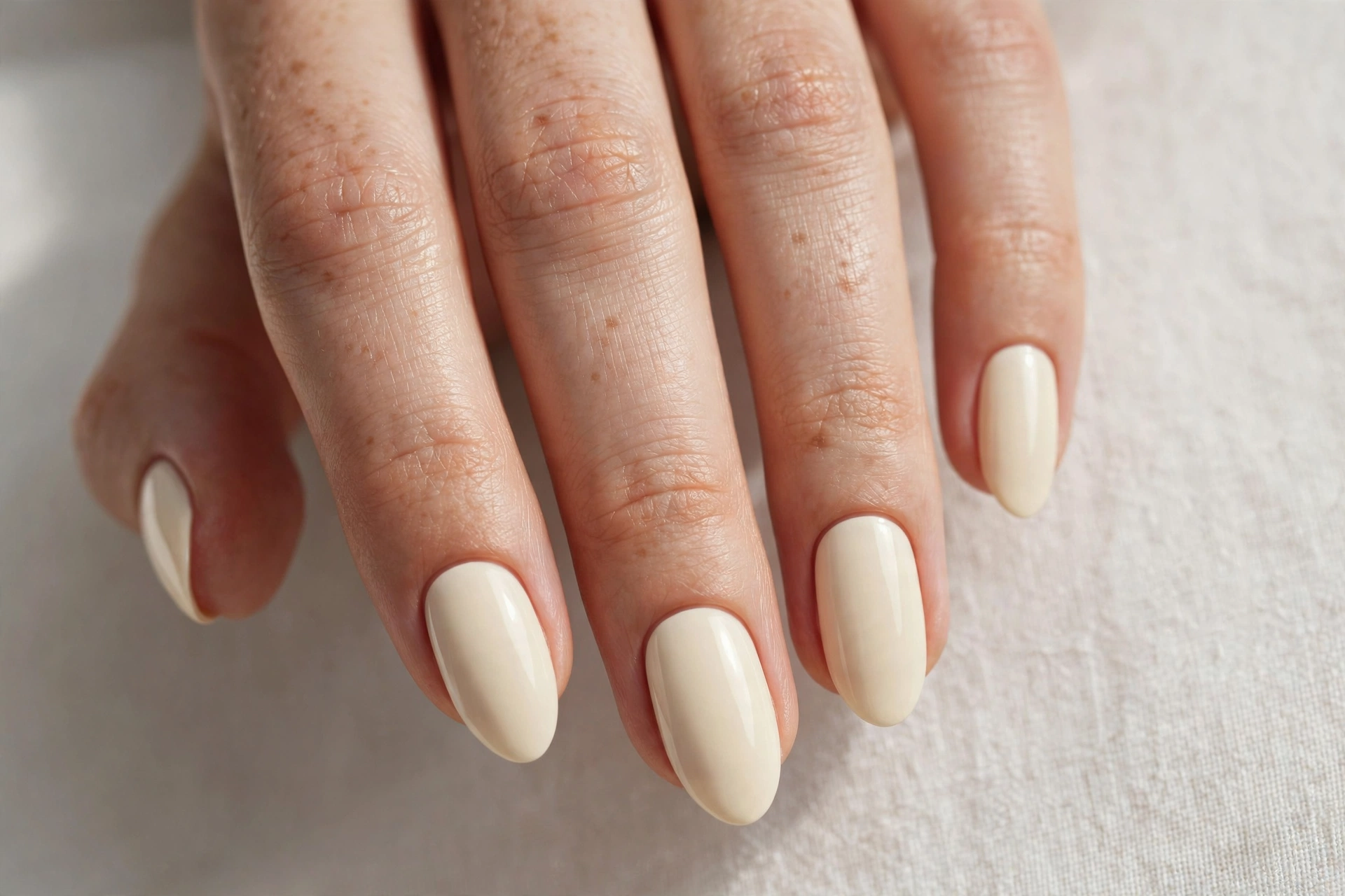 Warm ivory cream neutral nail design