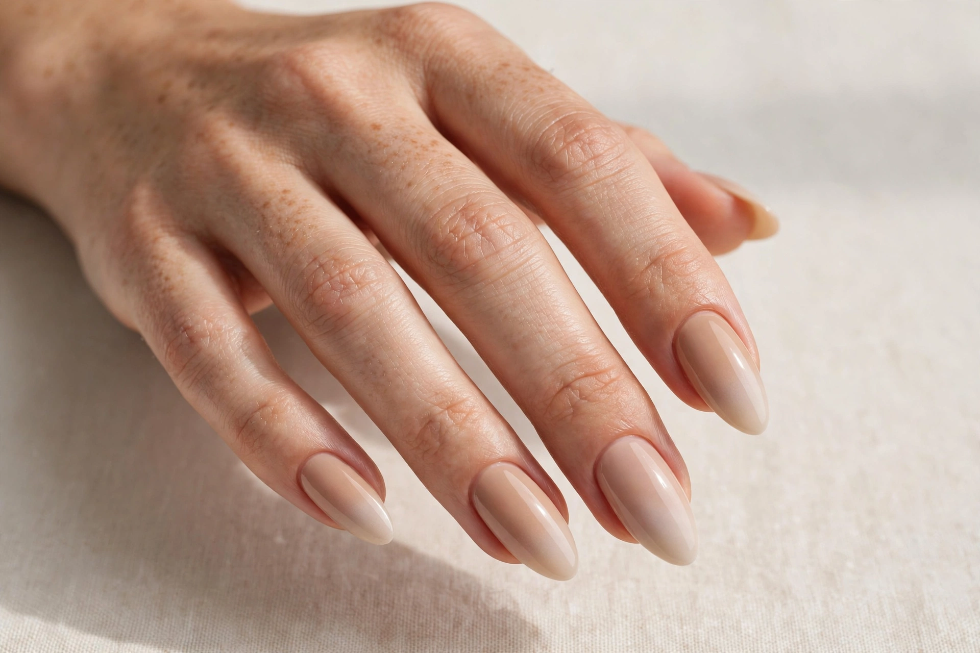 Nude ombre gradient neutral nail design