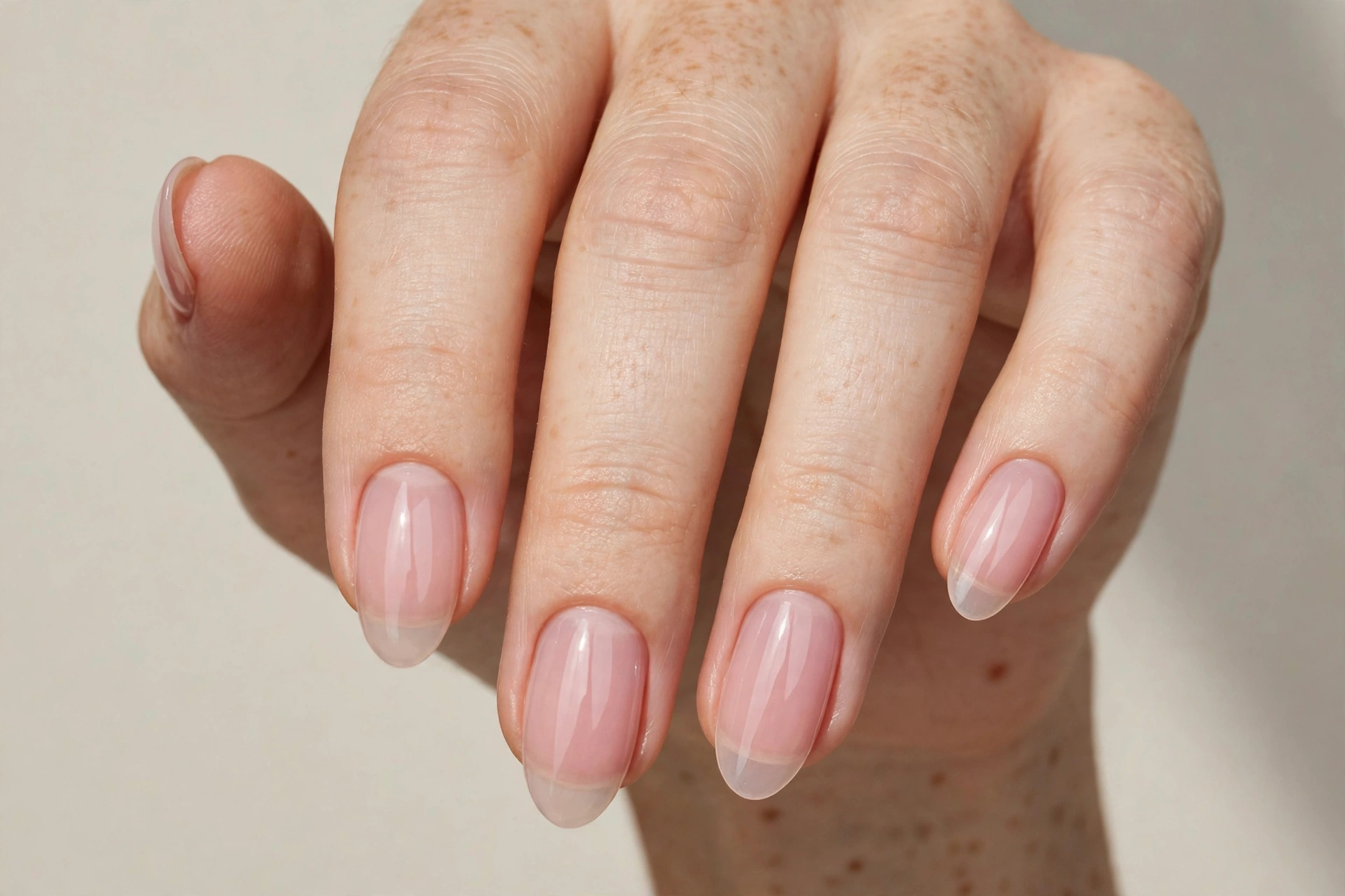 Sheer blush jelly neutral nail design