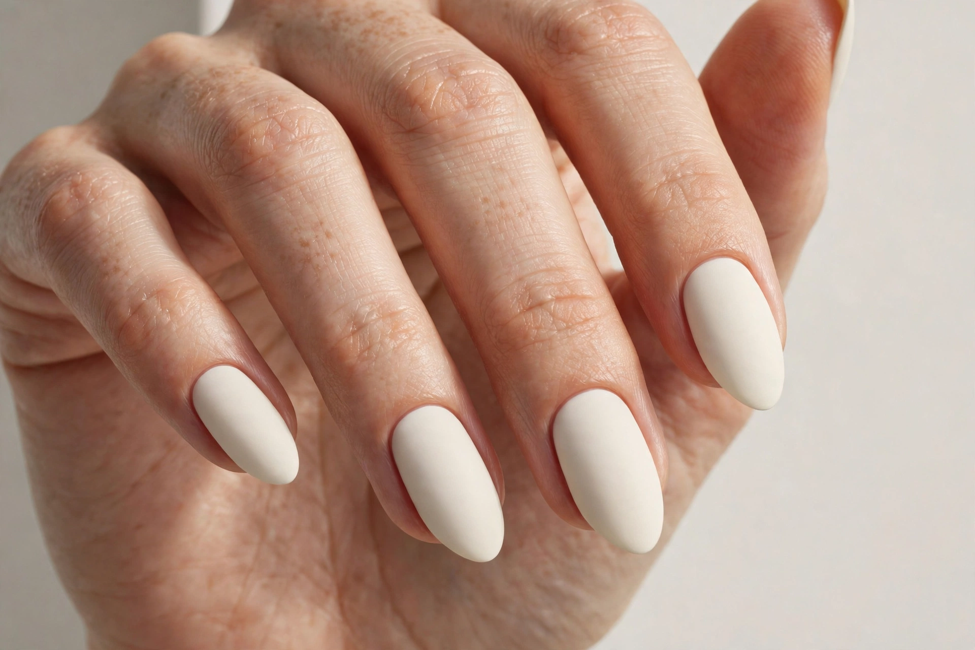 Off-white cream matte neutral nail design