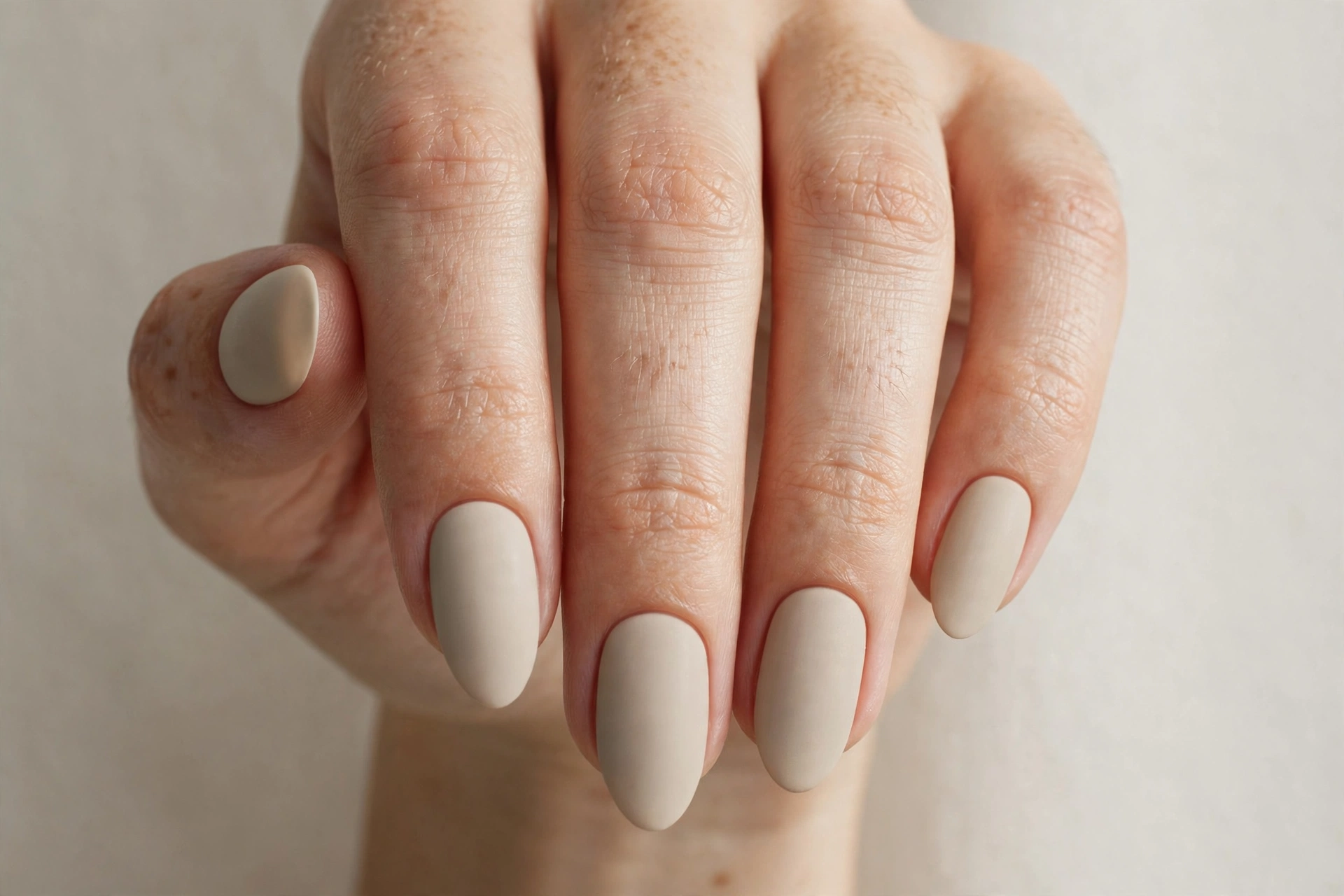 Oatmeal beige matte neutral nail design