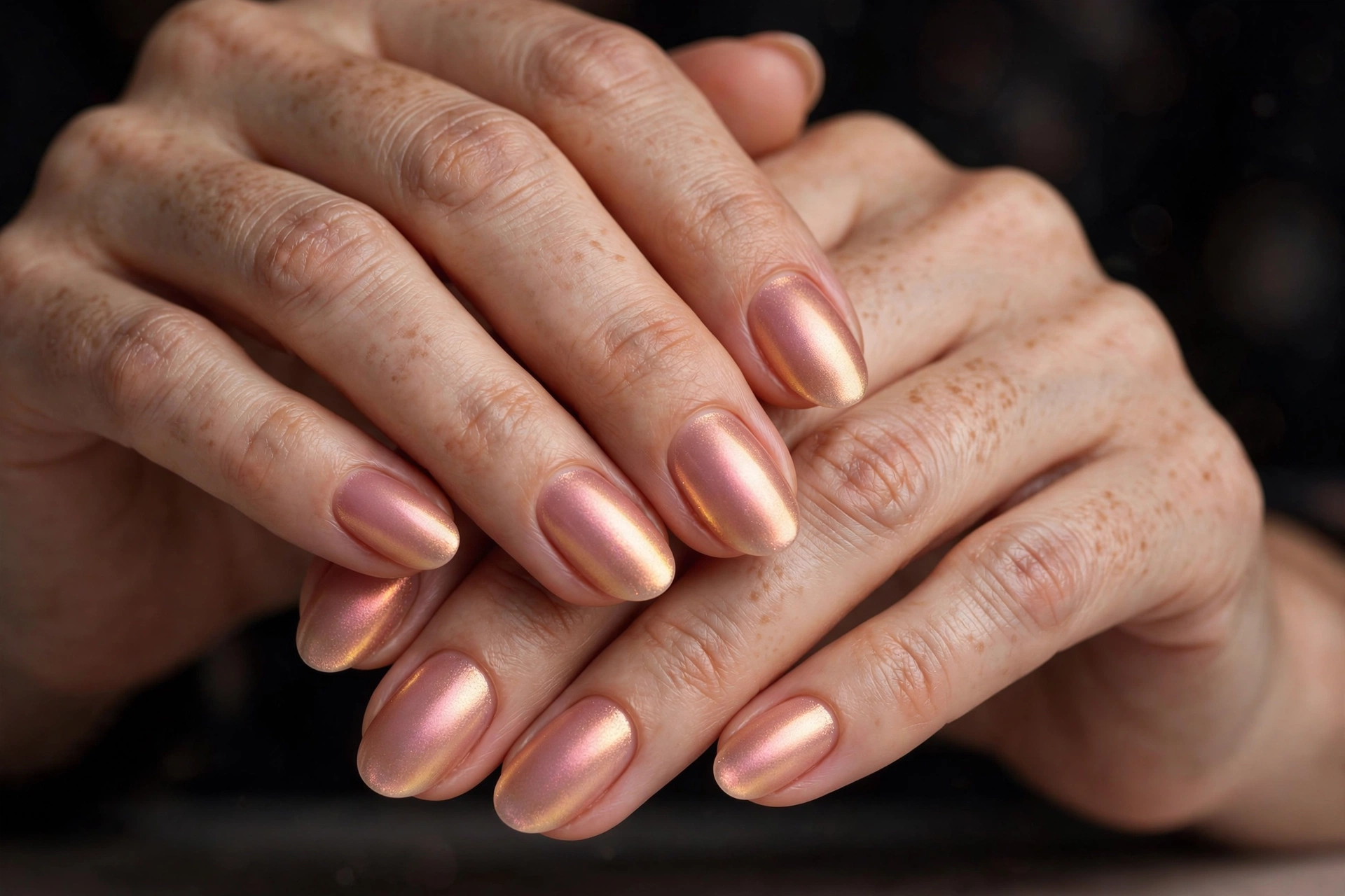 Rose gold aura ombré with warm glowing pink-gold gradient