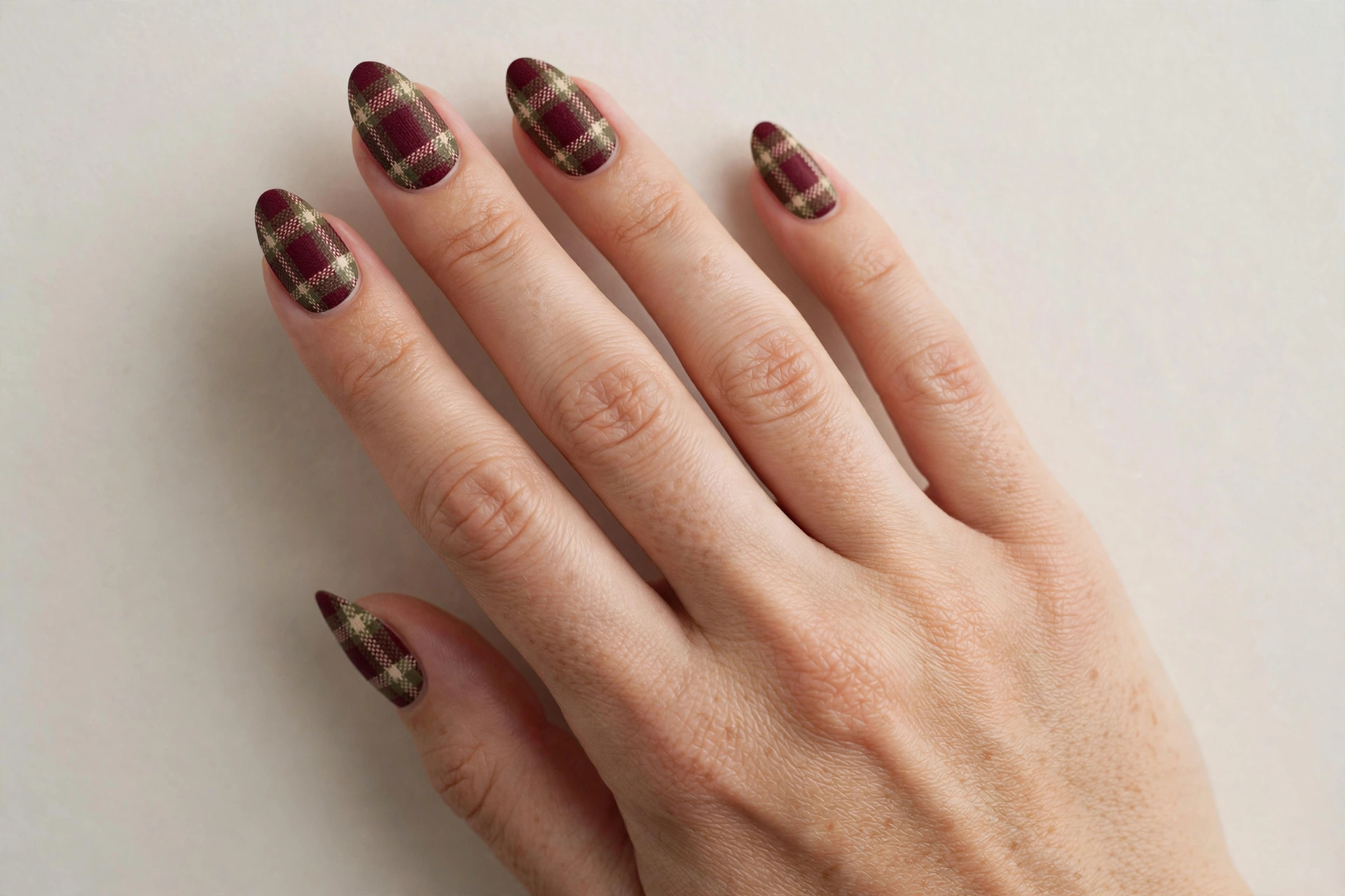 Plaid flannel nail design