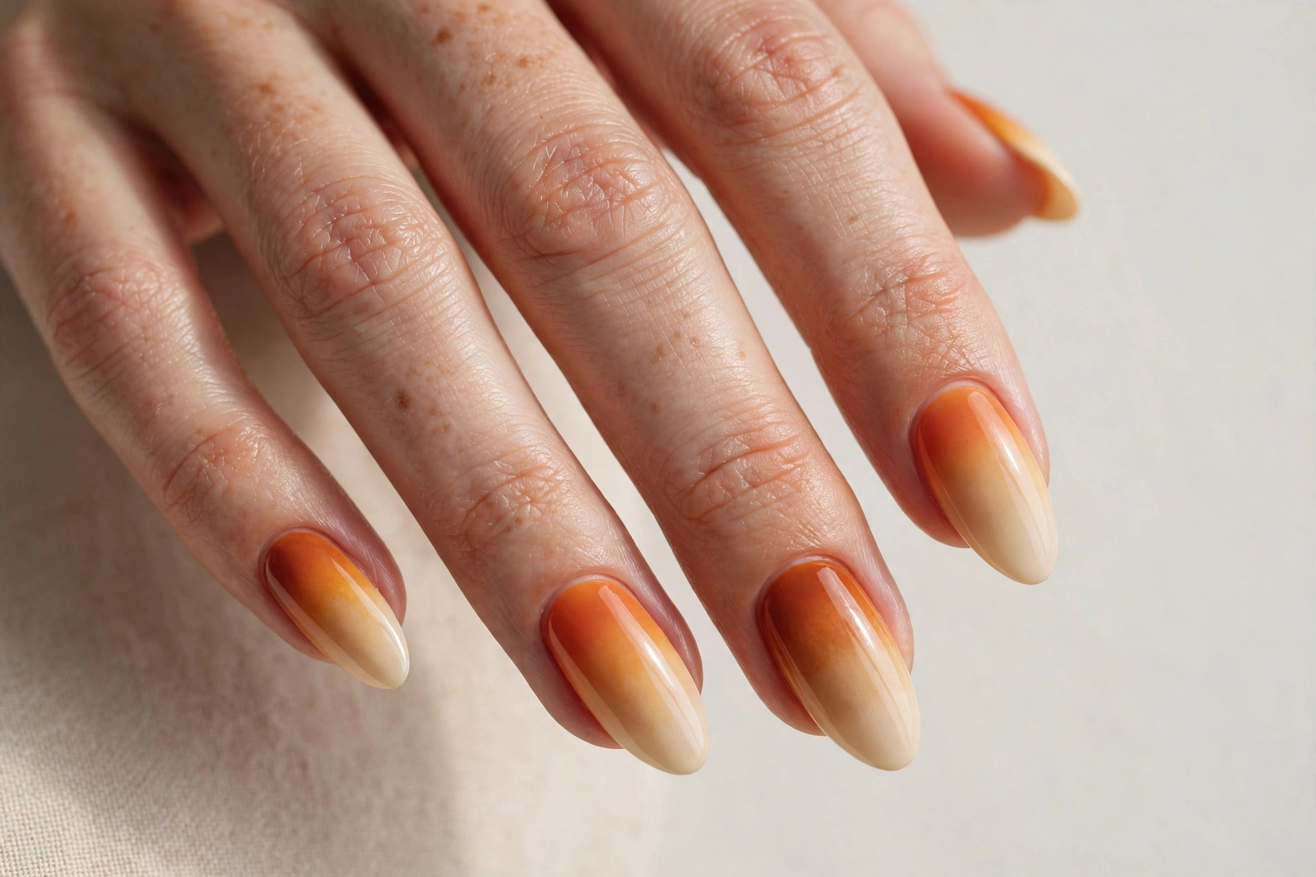 Pumpkin spice ombre nails
