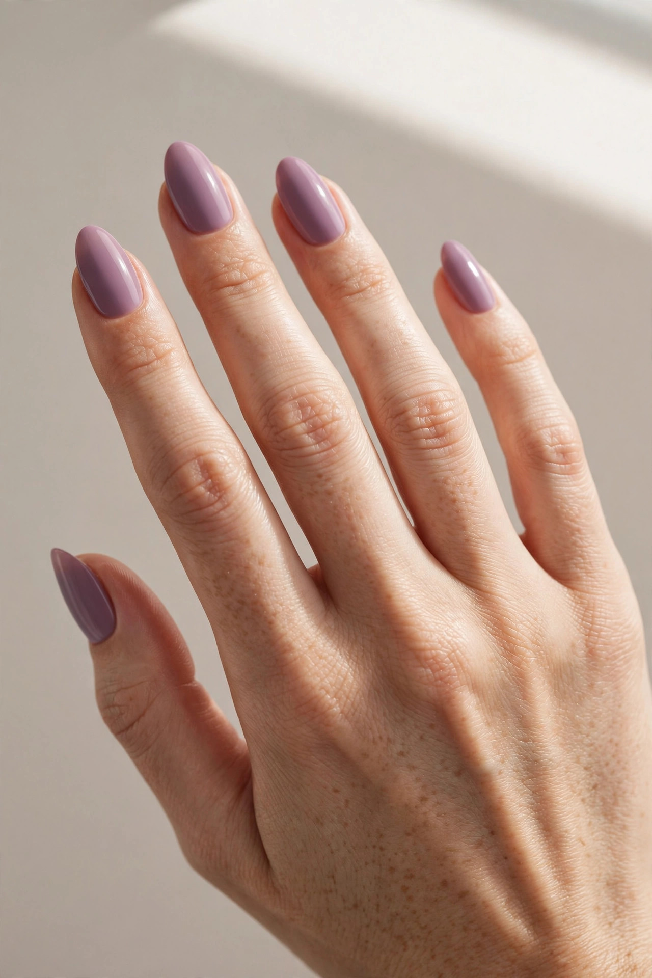Soft mauve purple minimalist manicure
