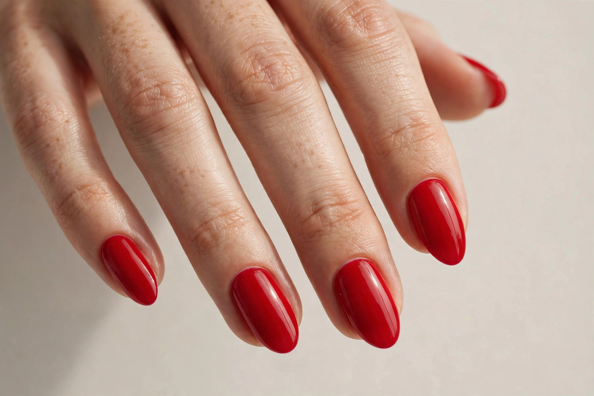 Classic red manicure on short square nails