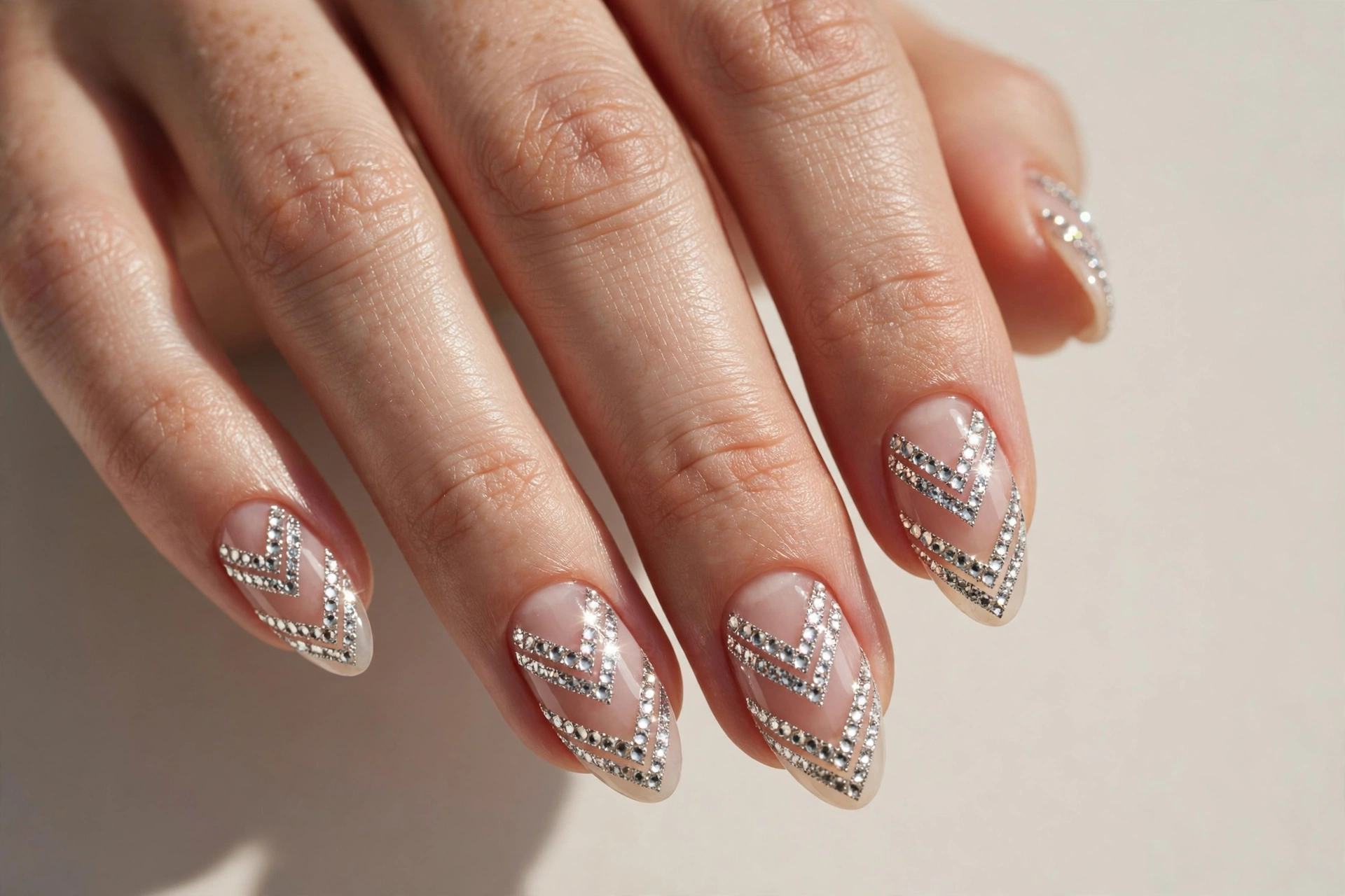 Rhinestone chevron pattern nails