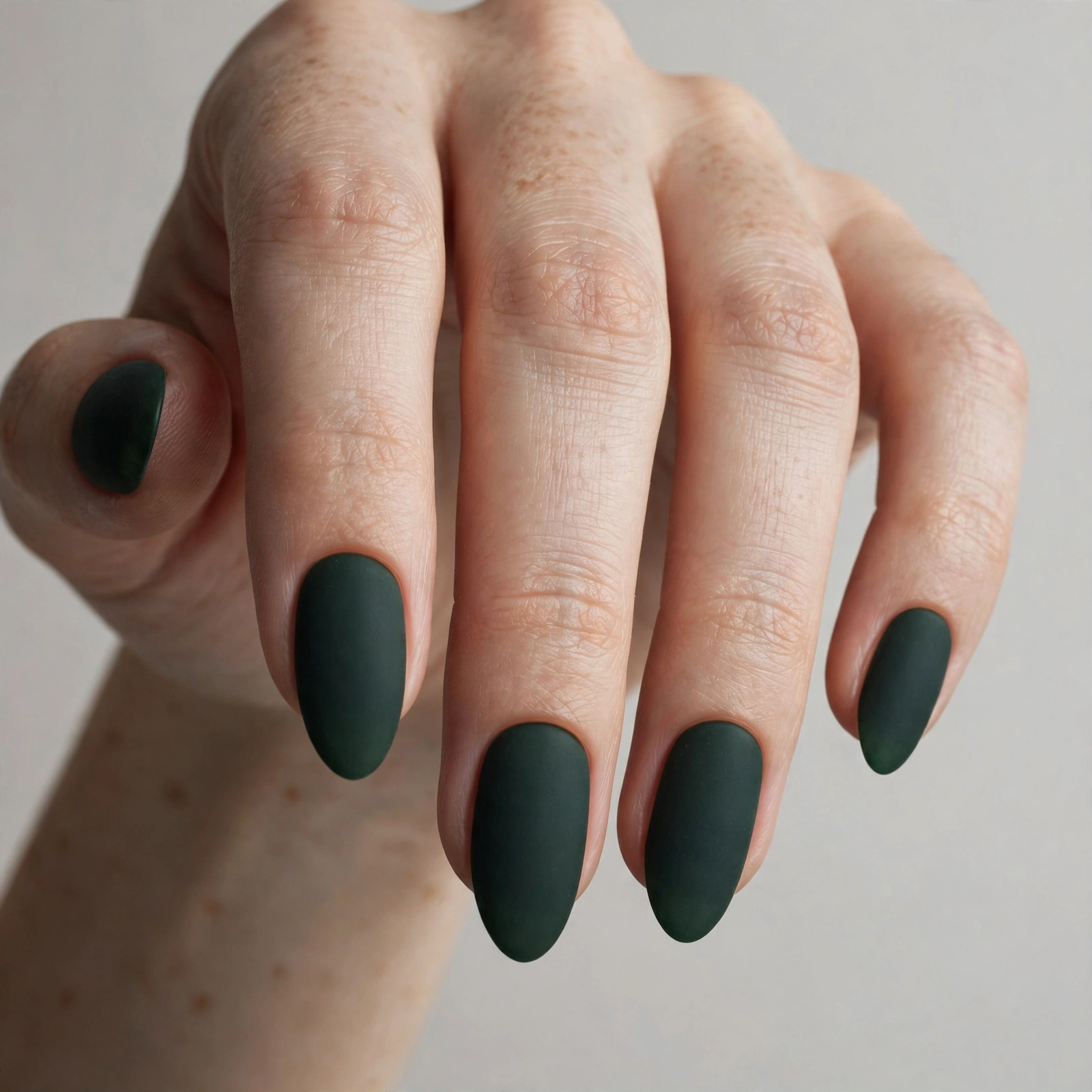 Dark forest green matte nails elegant and moody
