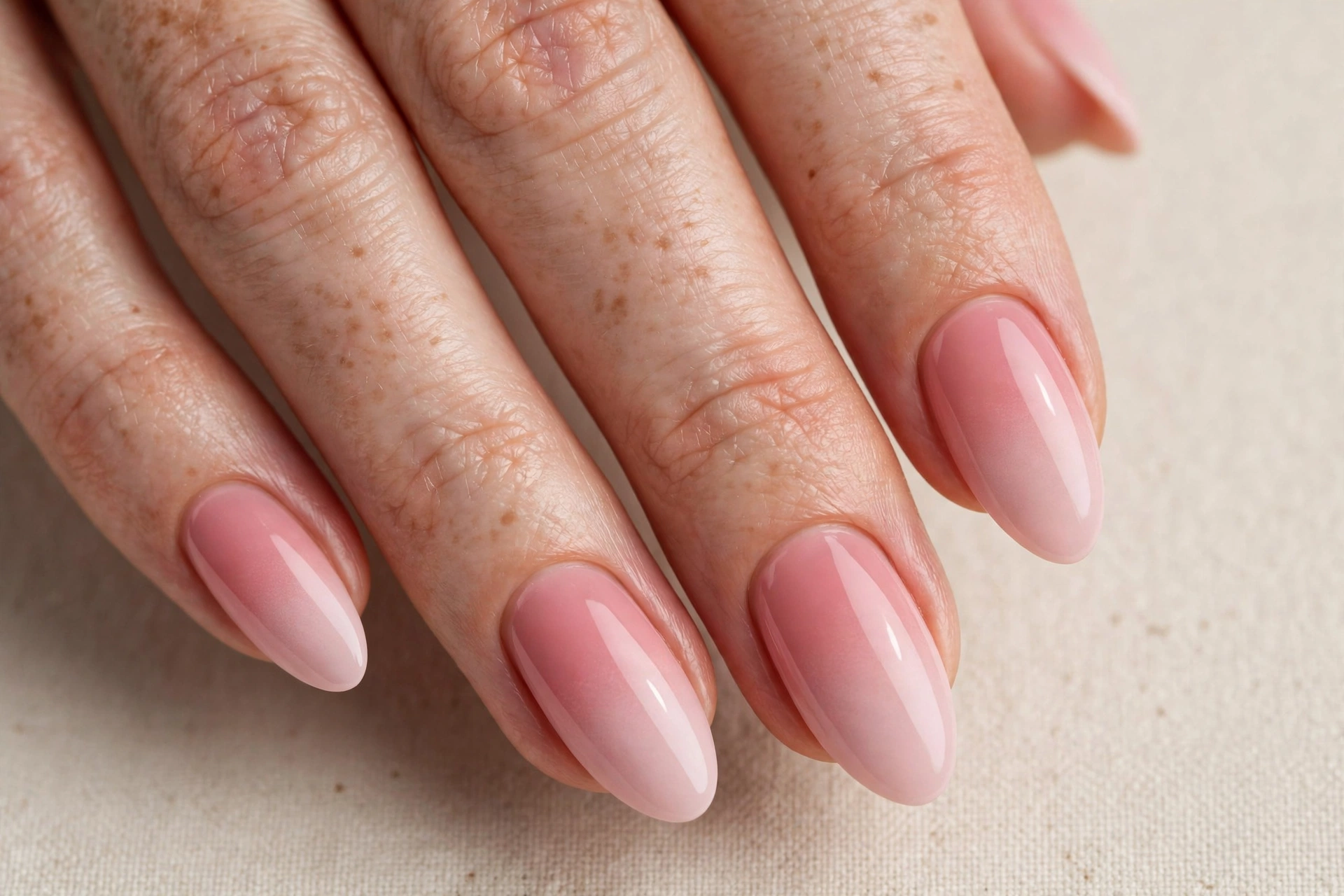 Blush pink ombre minimalist nail design