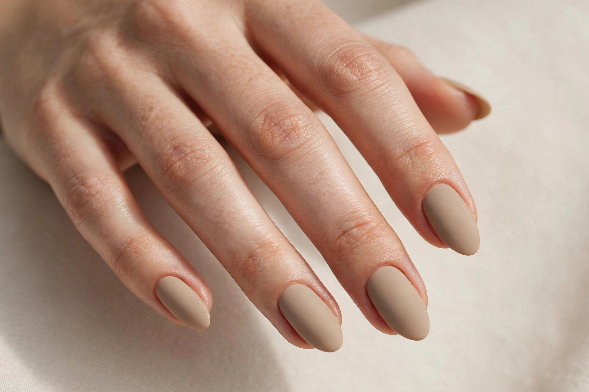 Warm greige solid minimalist nail design