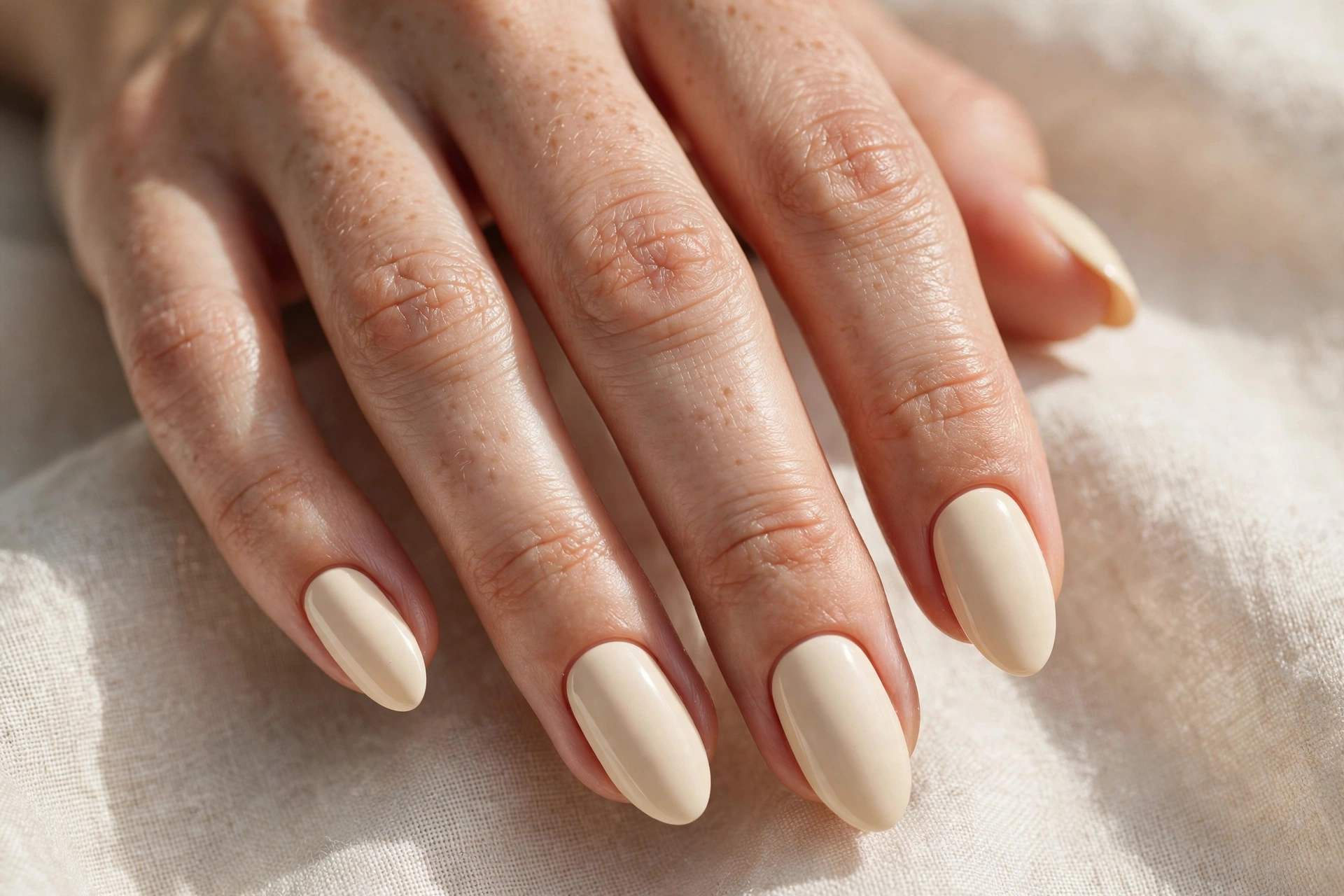Warm cream solid minimalist nail design