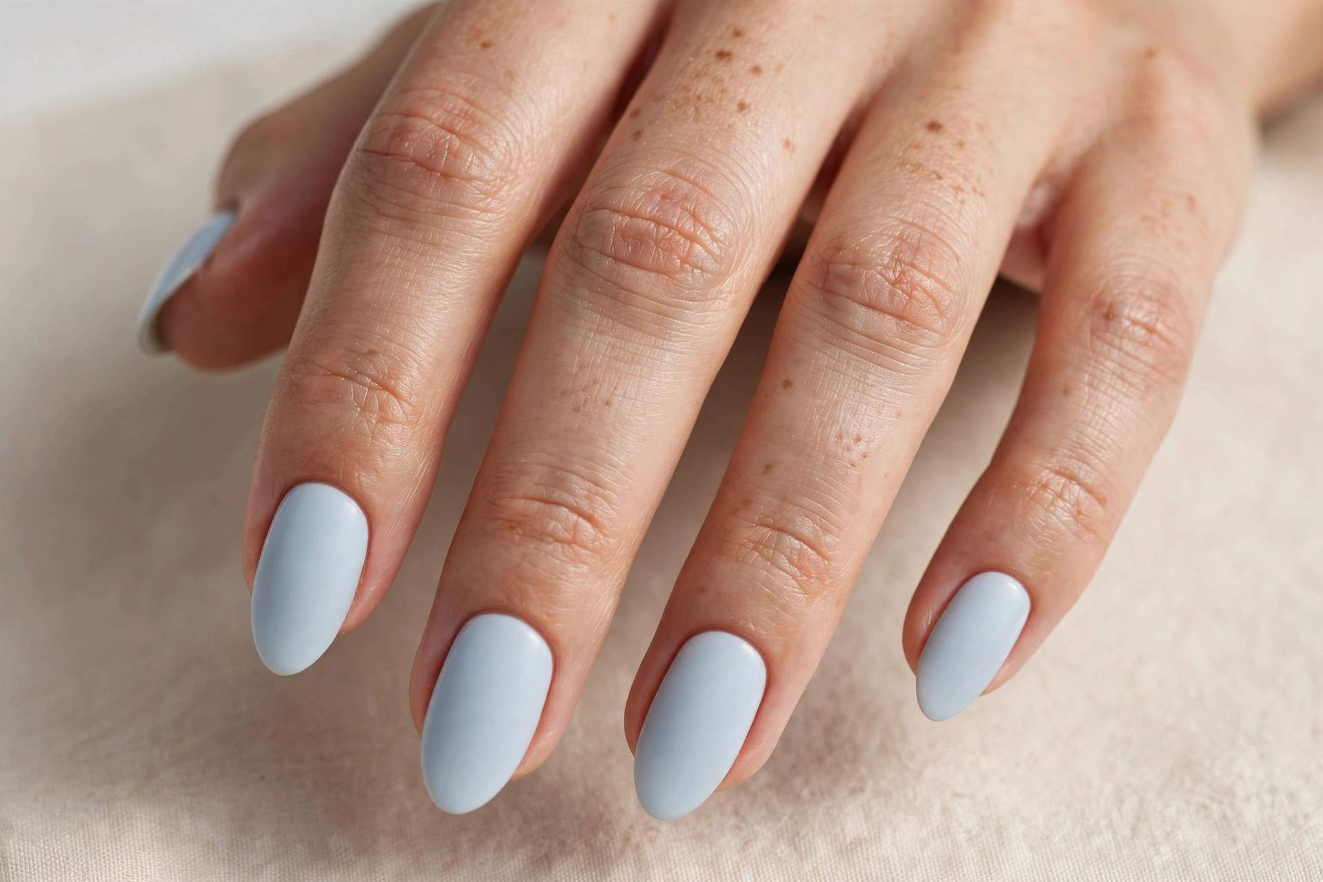 Pale blue minimalist nail design