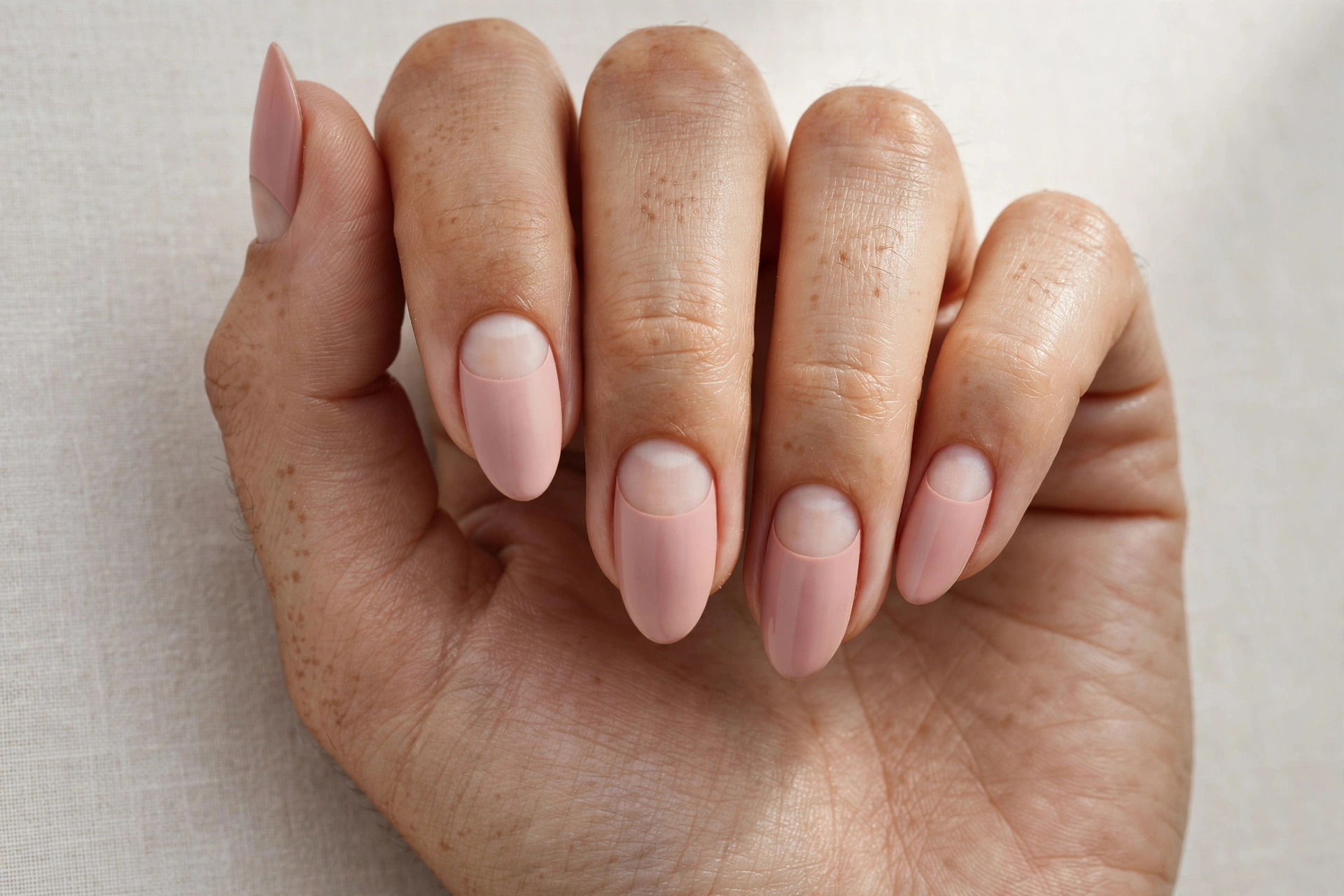 Negative space half moon minimalist nail art