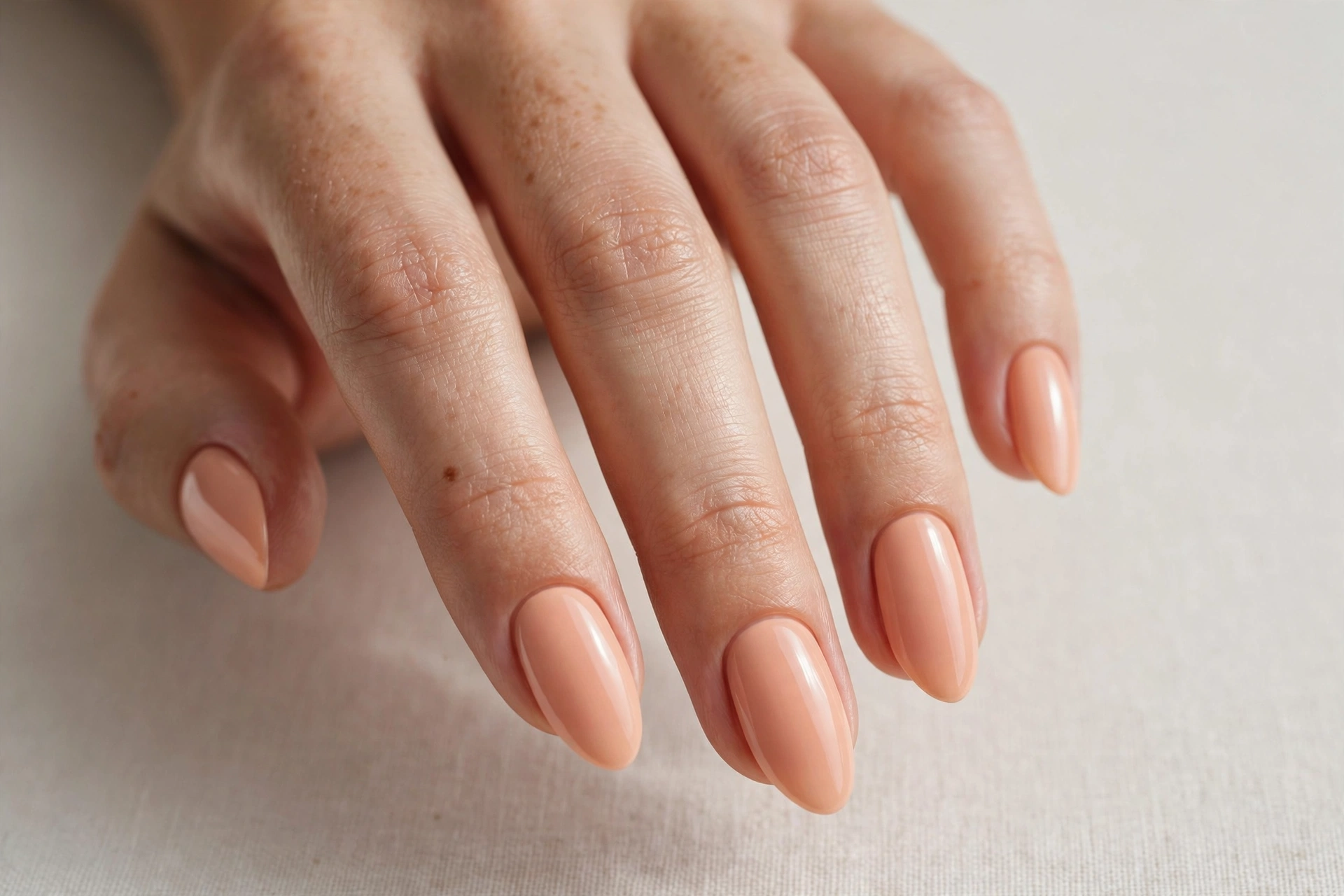 Warm peach solid minimalist nail design