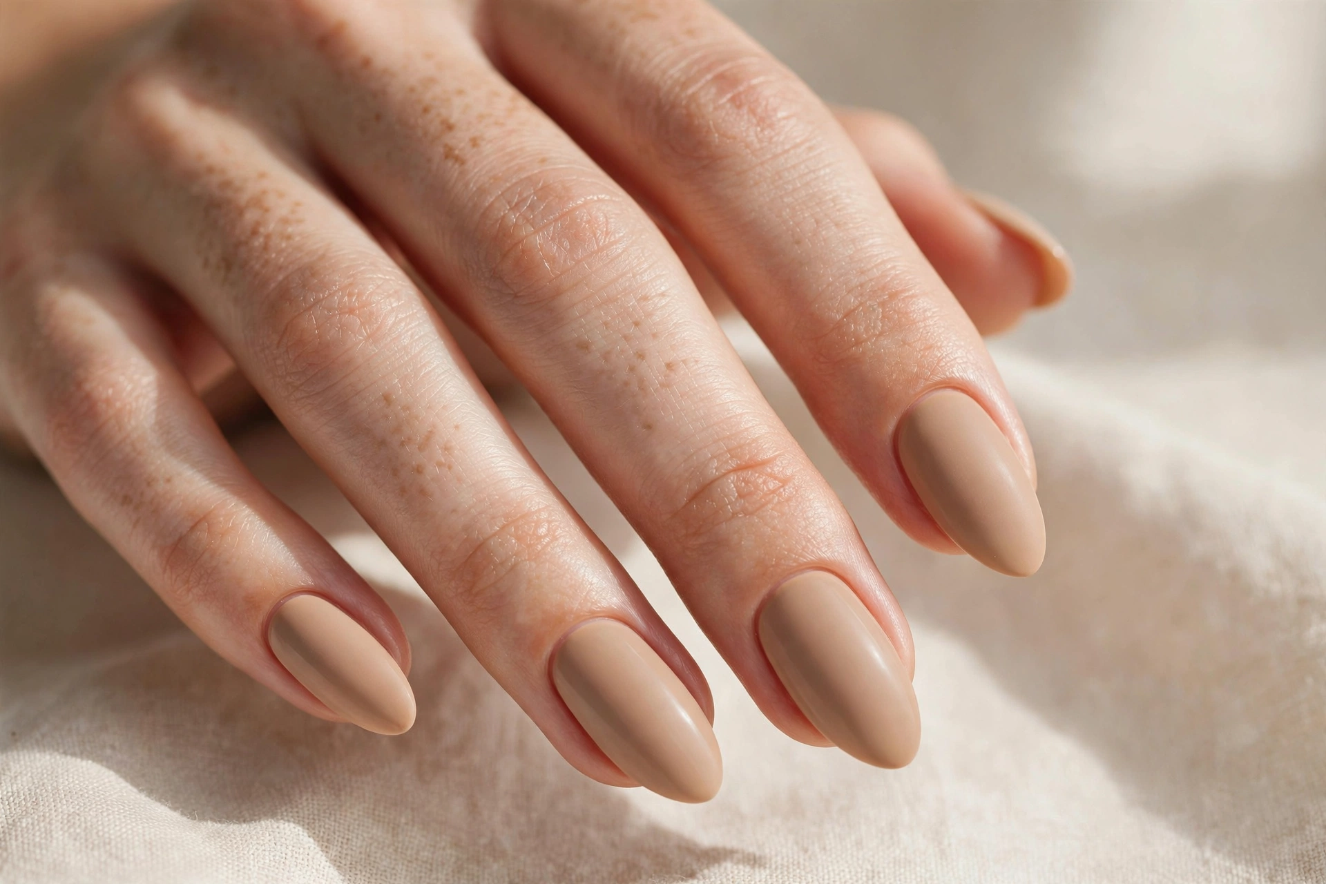 Warm beige solid minimalist nail design